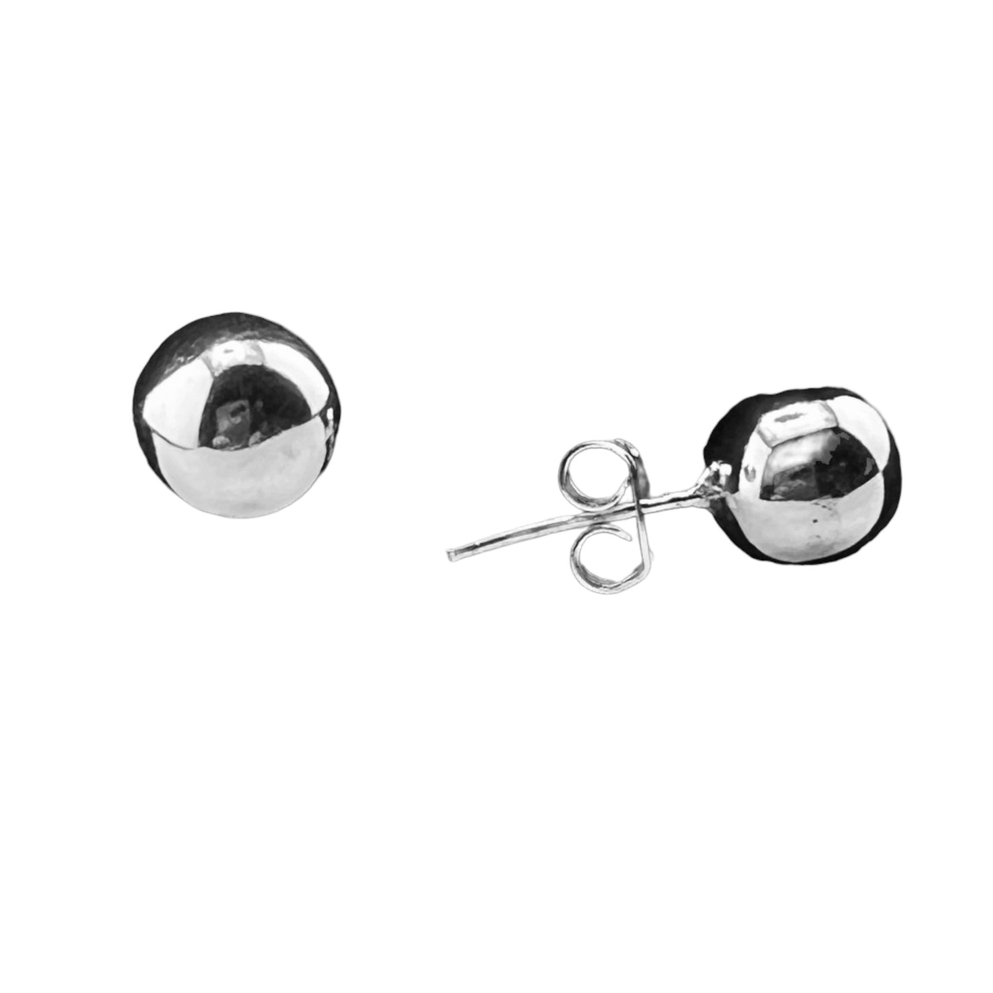 Sterling Silver .925 POST Earrings 7mm Sphere Ball