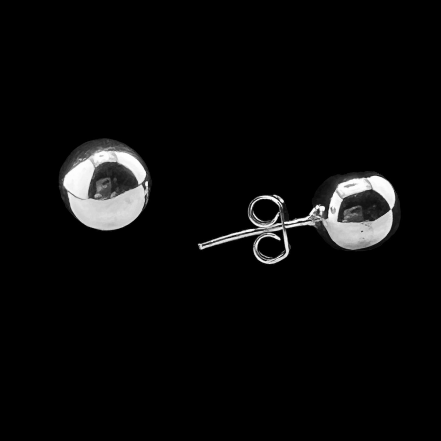 Sterling Silver .925 POST Earrings 7mm Sphere Ball