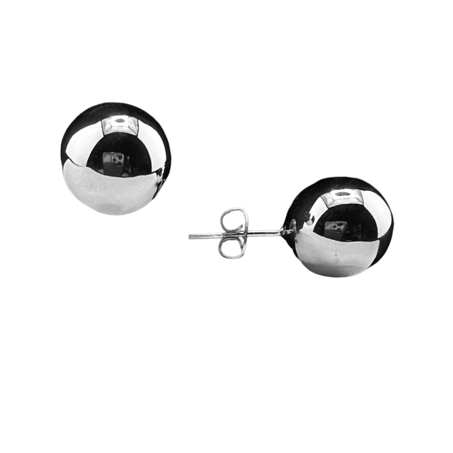 Sterling Silver .925 POST Earrings 11mm Sphere Ball