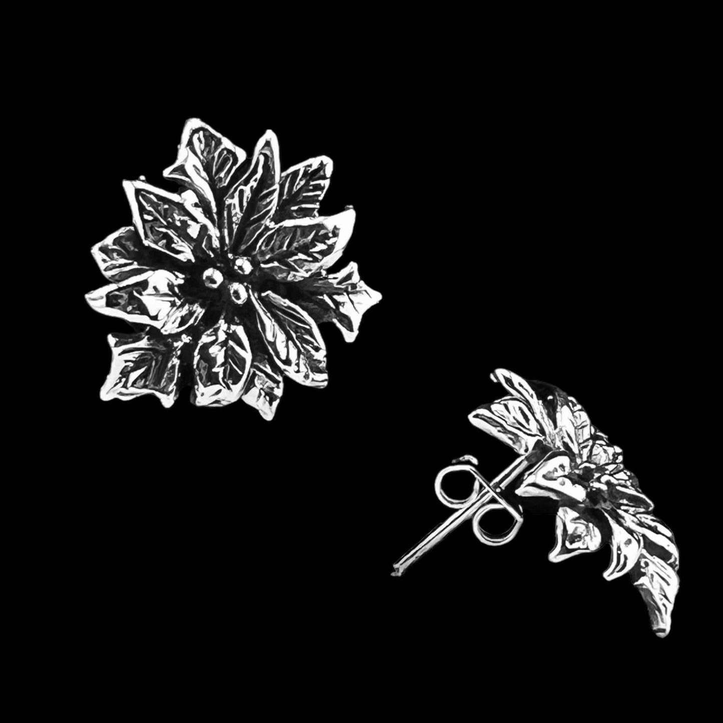Sterling Silver .925 POST Earrings 17mmx21mm Noche Buena
