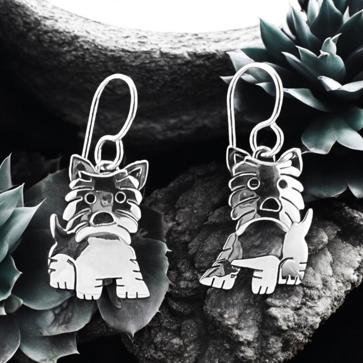 Sterling Silver .925 HOOK Earrings 15mmx21mm Scotty Dog