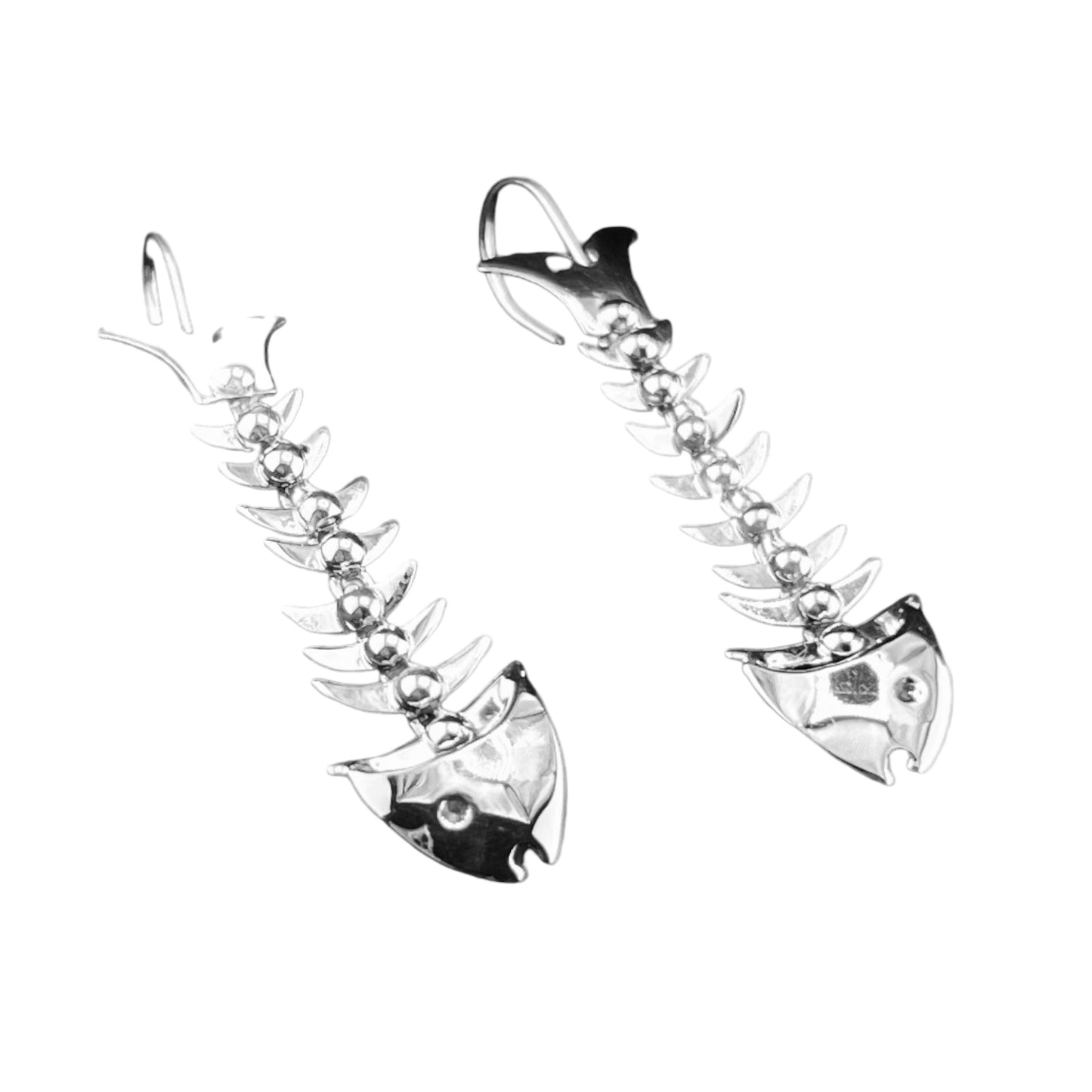 Sterling Silver .925 HOOK Earrings 11mmx40mm Fish