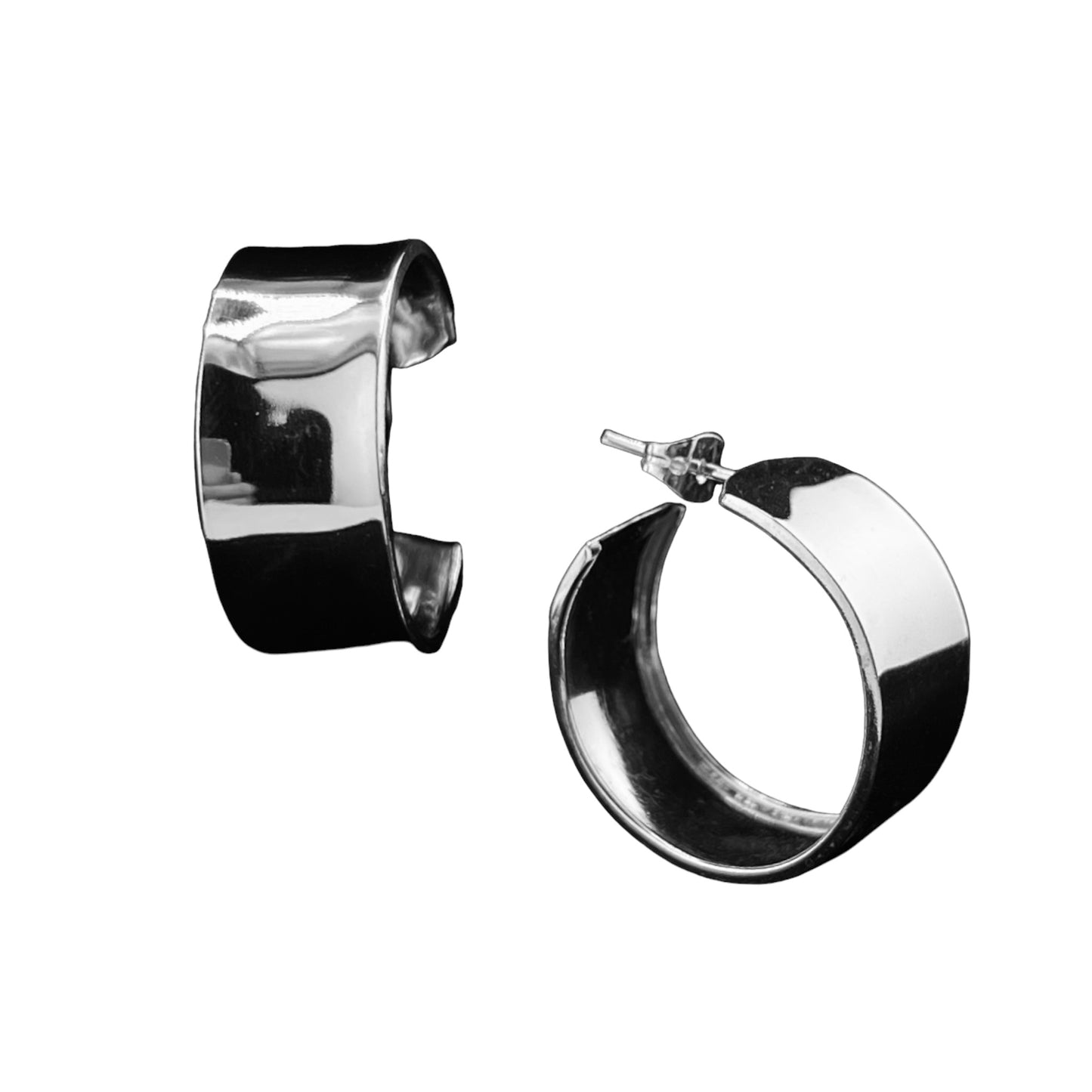 Sterling Silver .925 HOOP POST Earrings 25mmx10mm Smooth