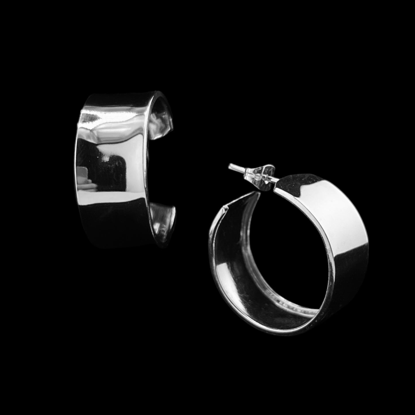 Sterling Silver .925 HOOP POST Earrings 25mmx10mm Smooth