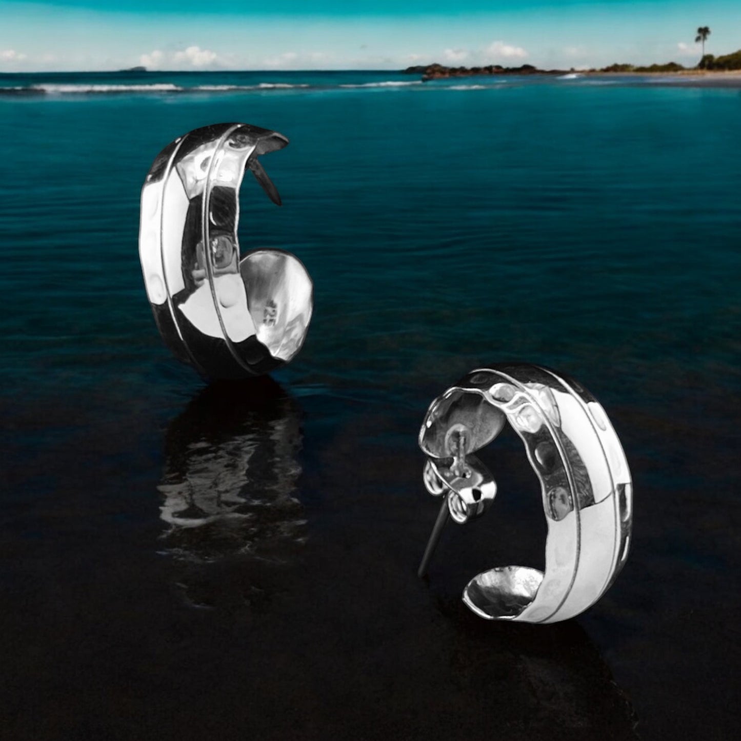 Sterling Silver .925 HOOP POST Earrings 18mmx10mm
