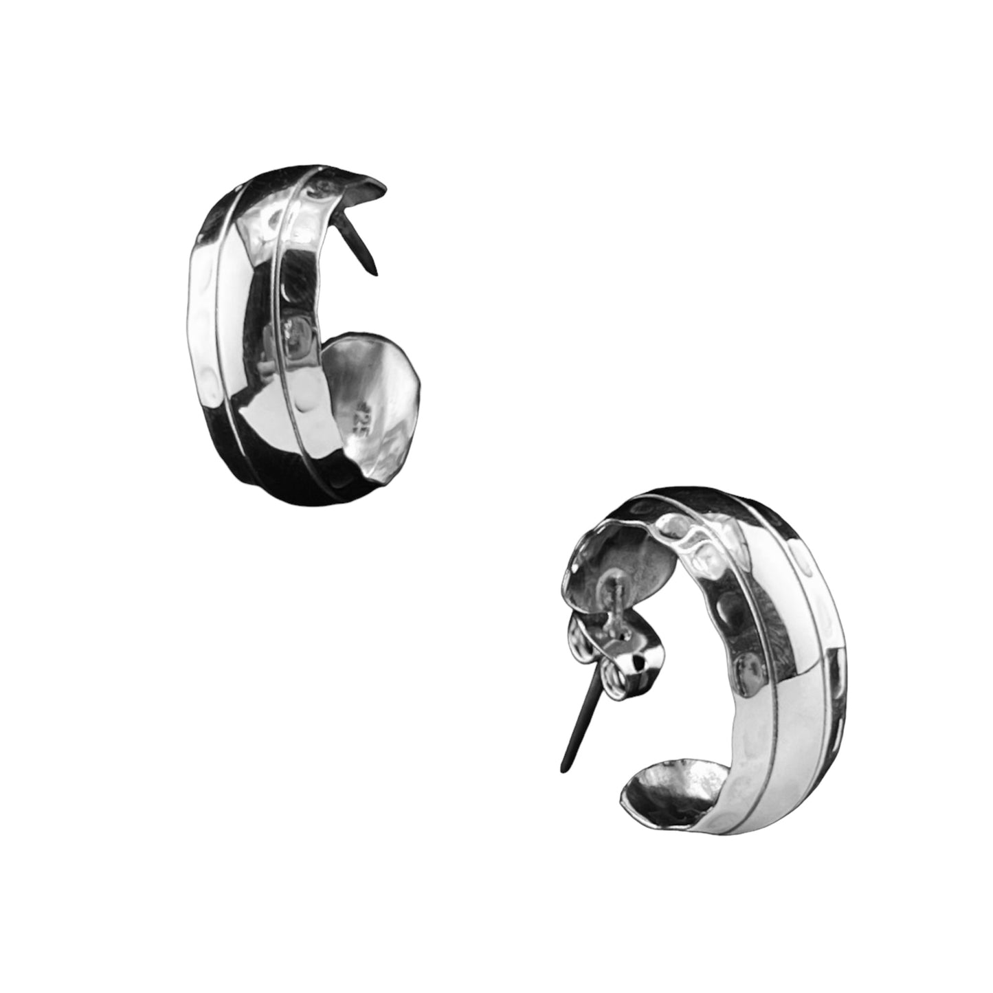 Sterling Silver .925 HOOP POST Earrings 18mmx10mm