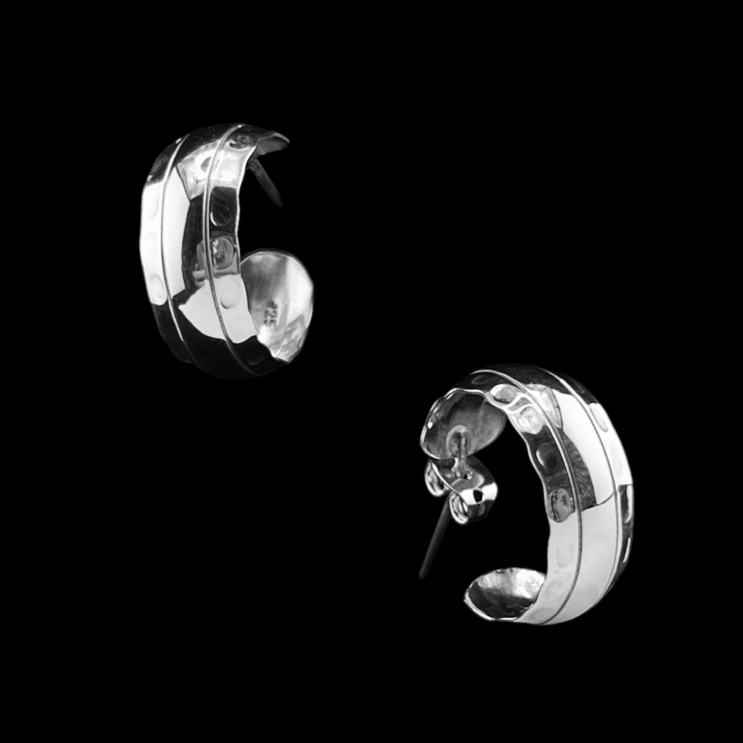 Sterling Silver .925 HOOP POST Earrings 18mmx10mm