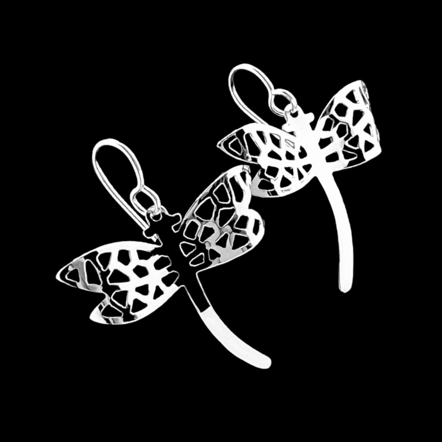 Sterling Silver .925 HOOK Earrings 30mmx30mm Dragonfly Insect