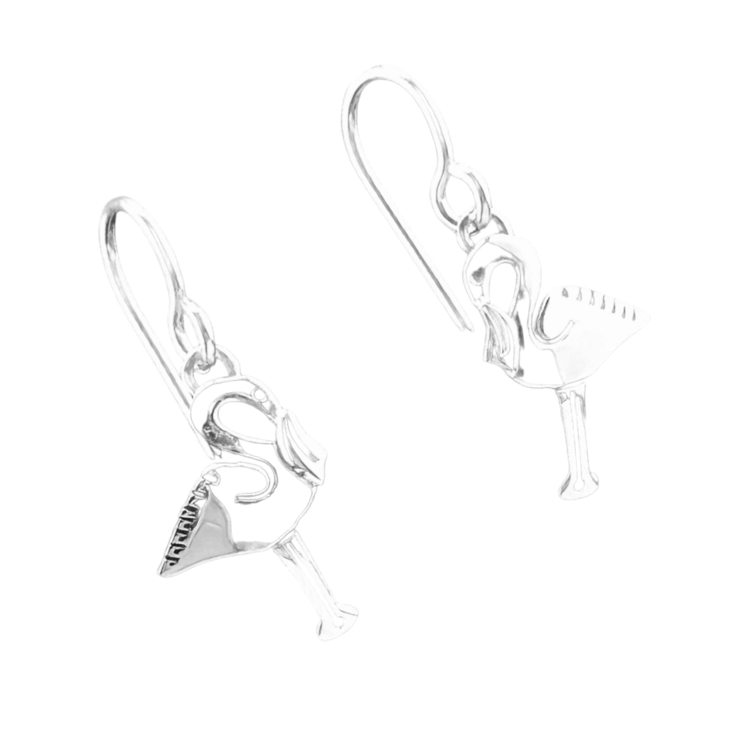 Sterling Silver .925 HOOK Earrings 10mmx16mm Flamingo