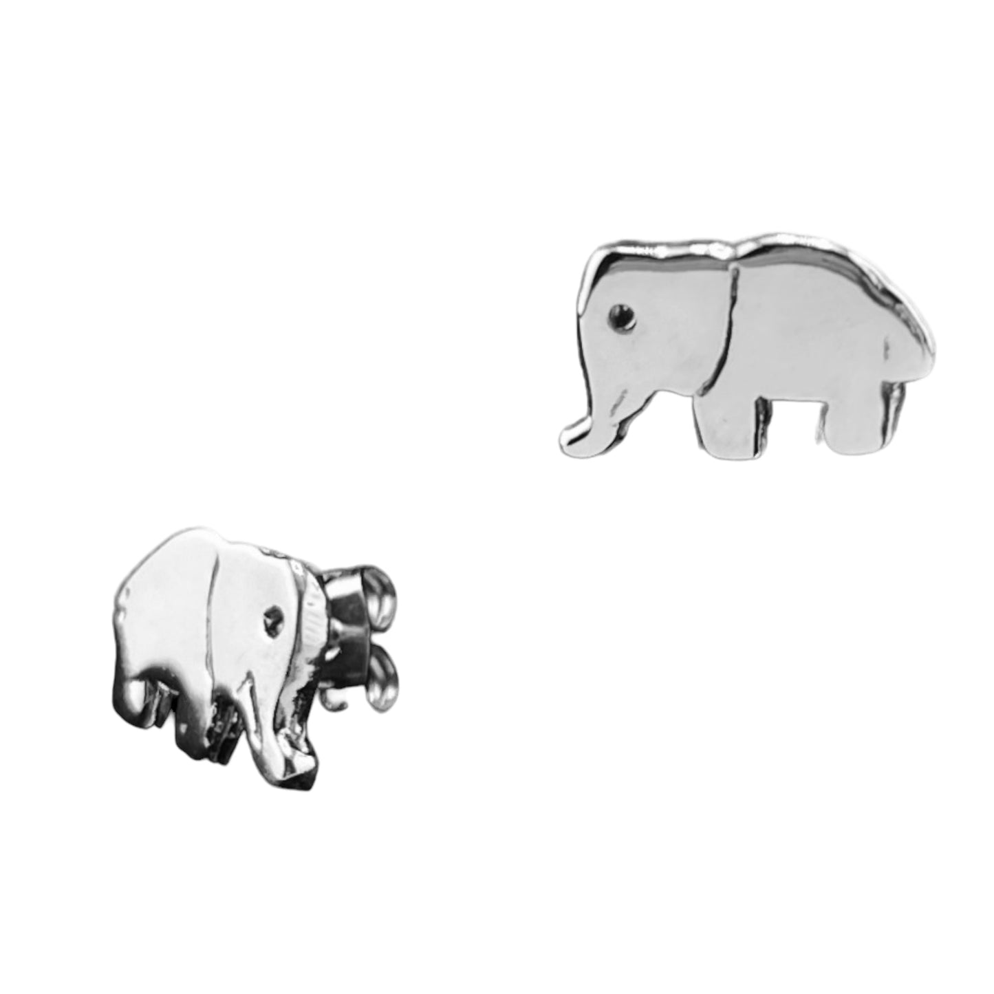 Sterling Silver .925 POST Earrings 15mmx12mm Elephant