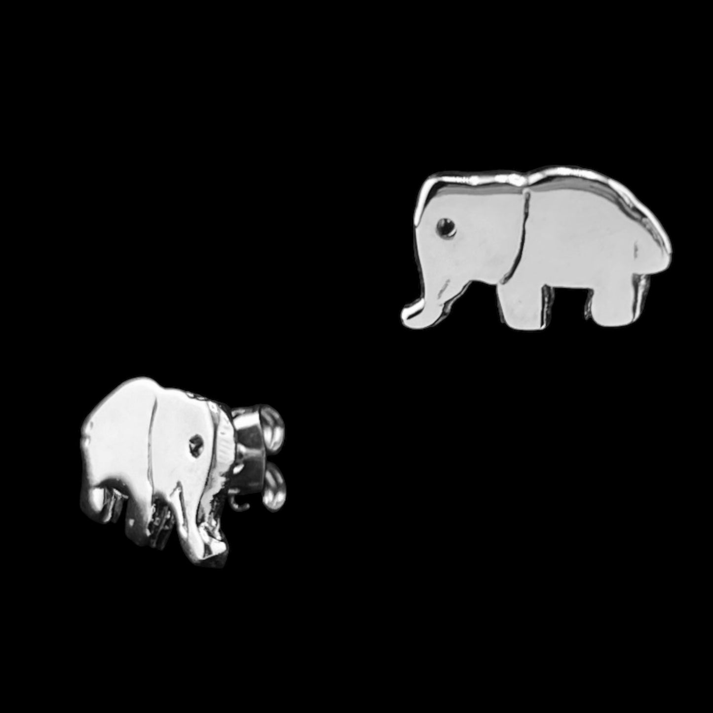 Sterling Silver .925 POST Earrings 15mmx12mm Elephant