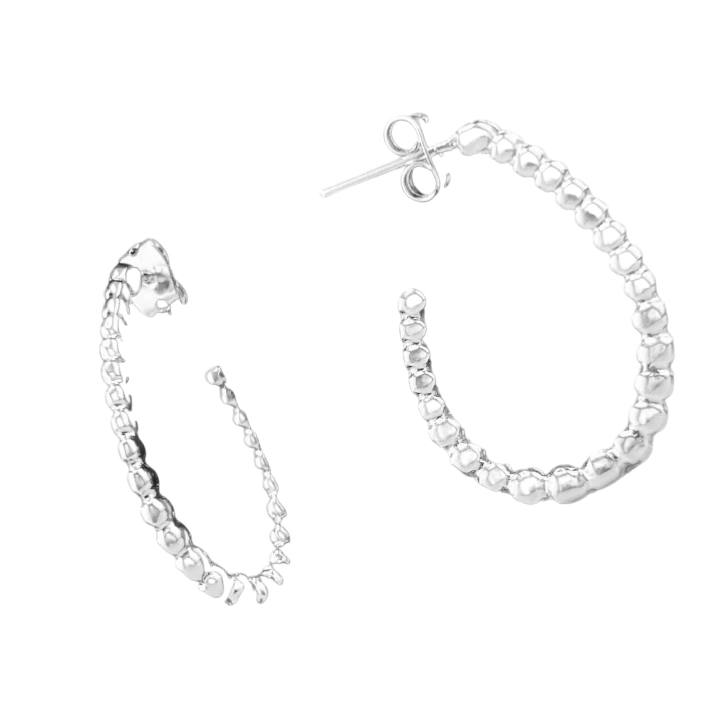 Sterling Silver .925 POST Earrings 20mmx27mm Silver Beaded Hook