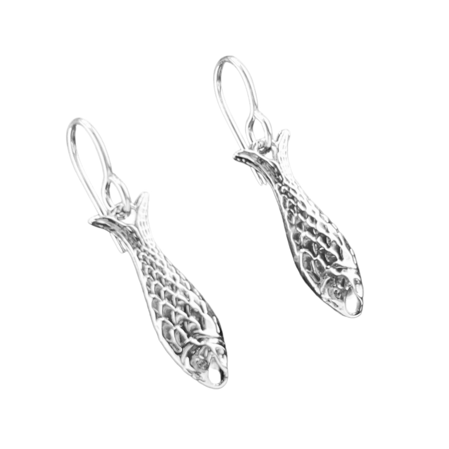 Sterling Silver .925 HOOK Earrings 6mmx26mm Fish