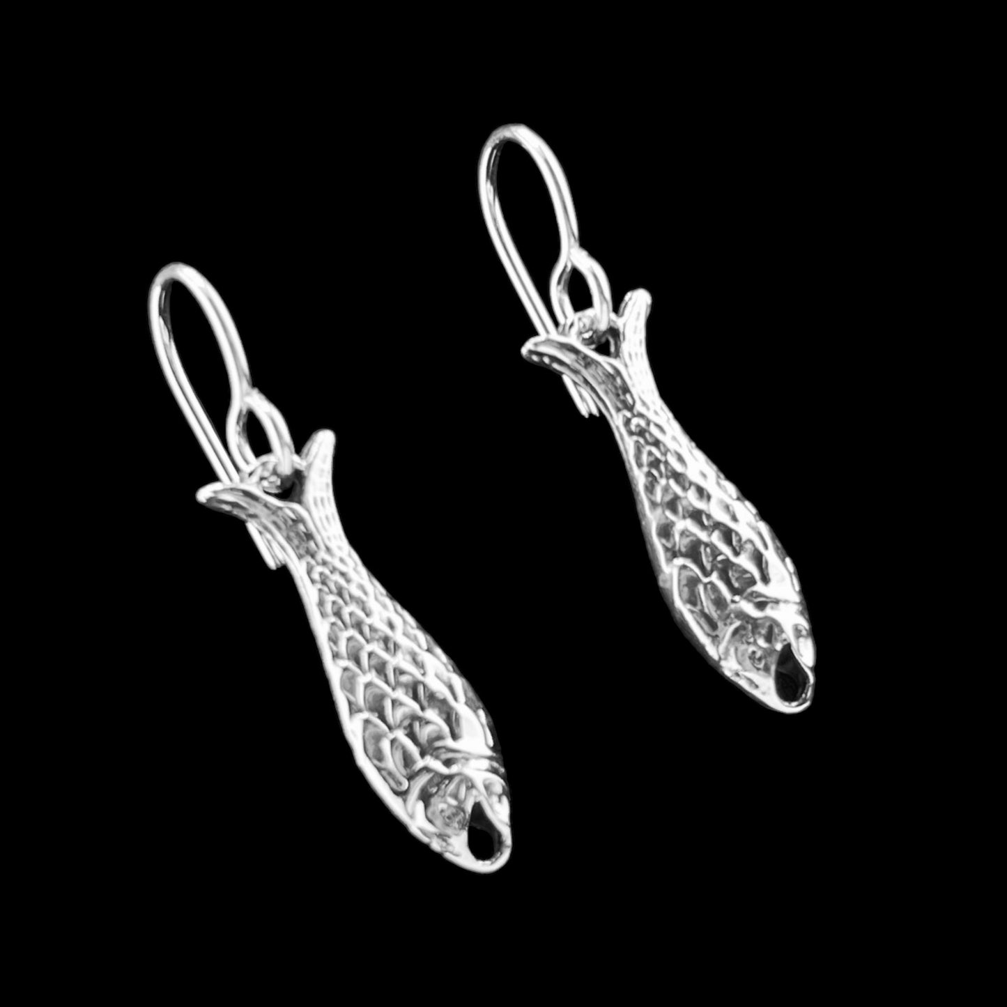 Sterling Silver .925 HOOK Earrings 6mmx26mm Fish