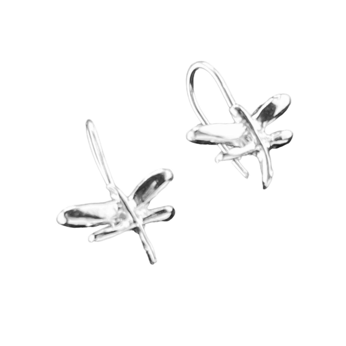 Sterling Silver .925 HOOK Earrings 15mmx10mm Dragonfly Insect