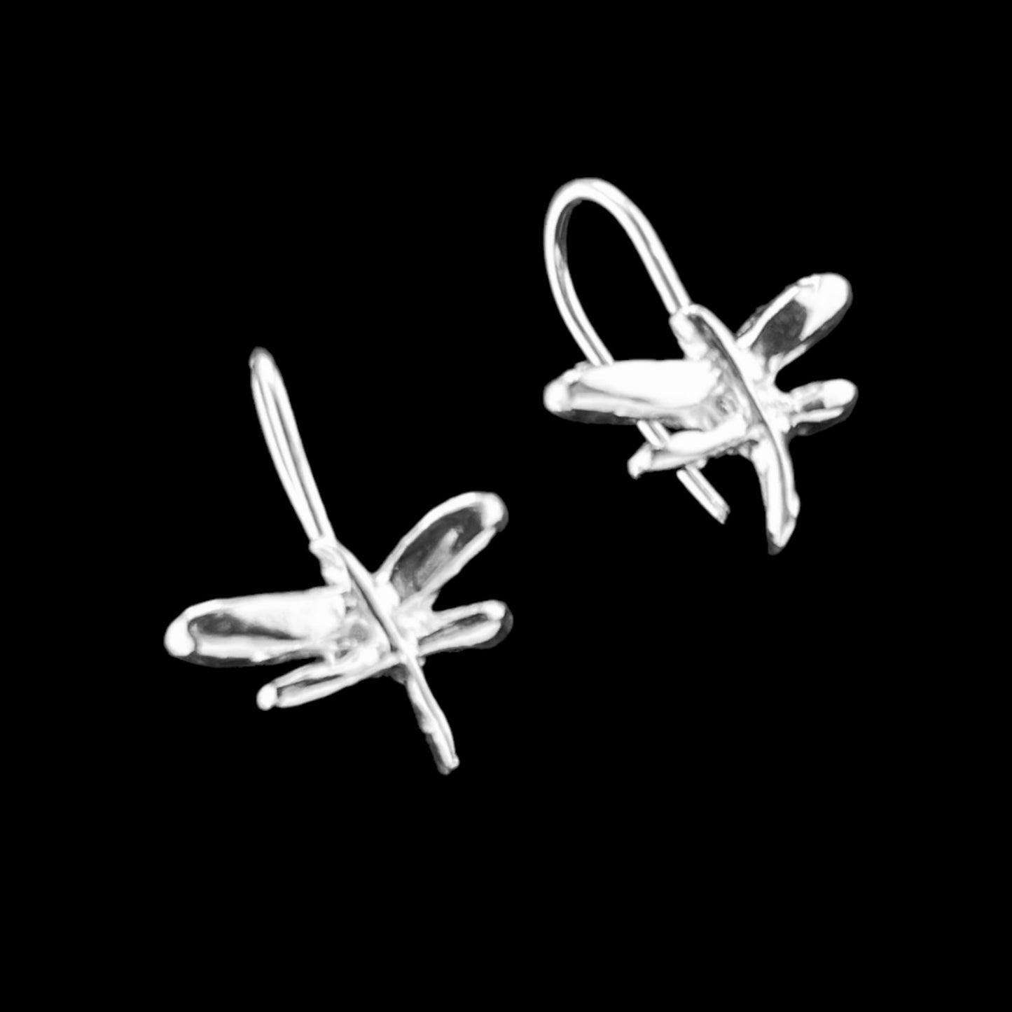 Sterling Silver .925 HOOK Earrings 15mmx10mm Dragonfly Insect
