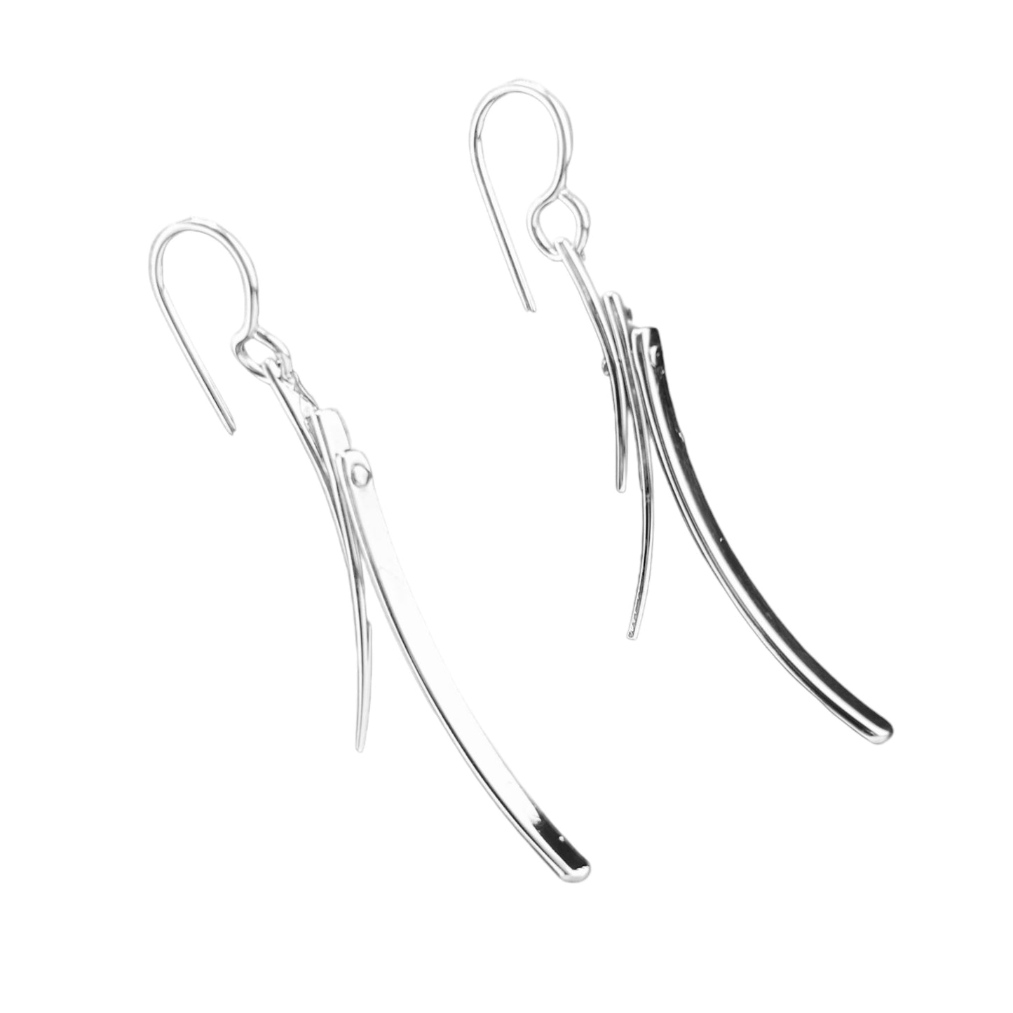 Sterling Silver .925 HOOK Earrings 20mmx40mm Three Strand