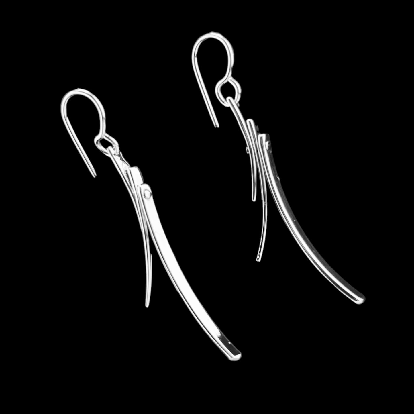 Sterling Silver .925 HOOK Earrings 20mmx40mm Three Strand