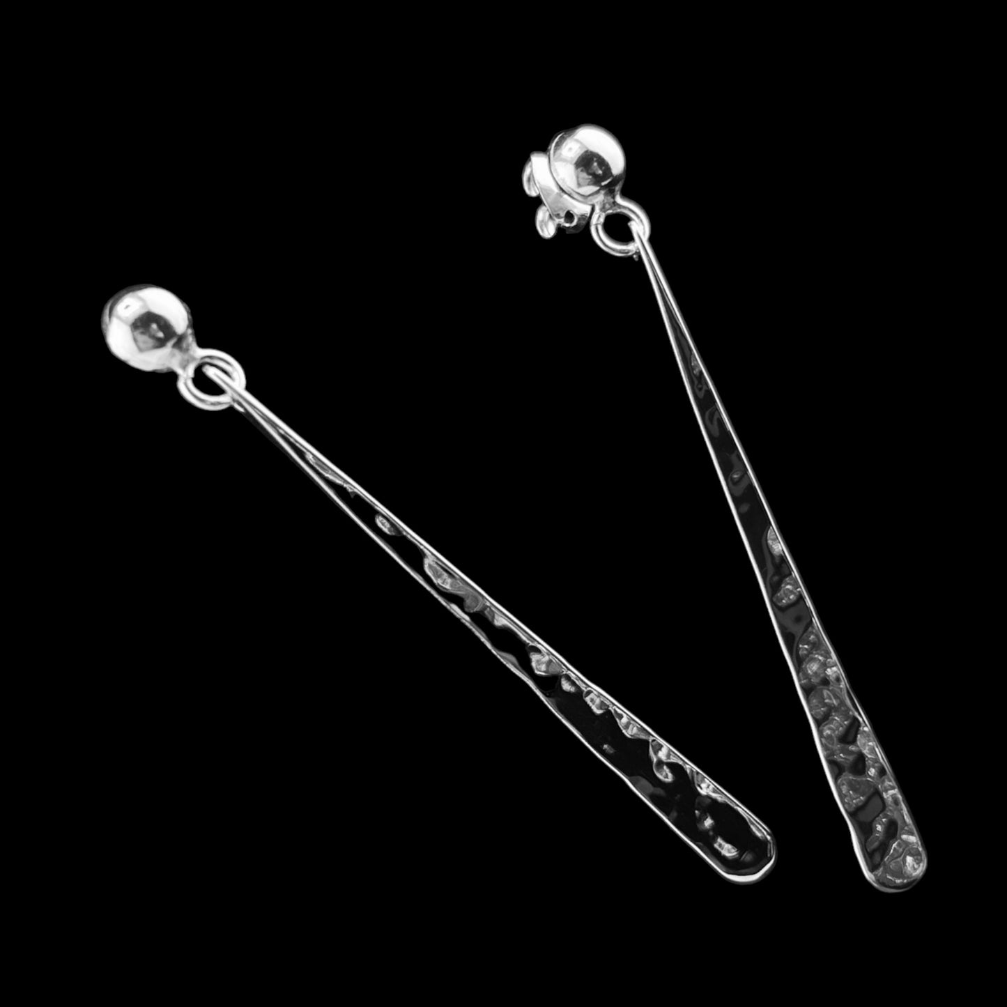Sterling Silver .925 POST Earrings 4mmx60mm Dangle with Ball Post