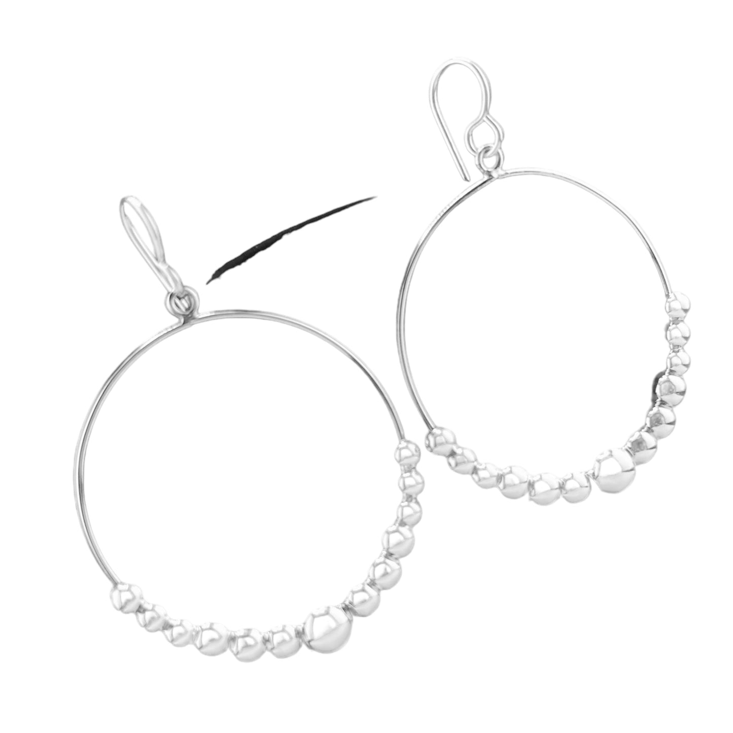 Sterling Silver .925 HOOP HOOK Earrings with 13 Balls