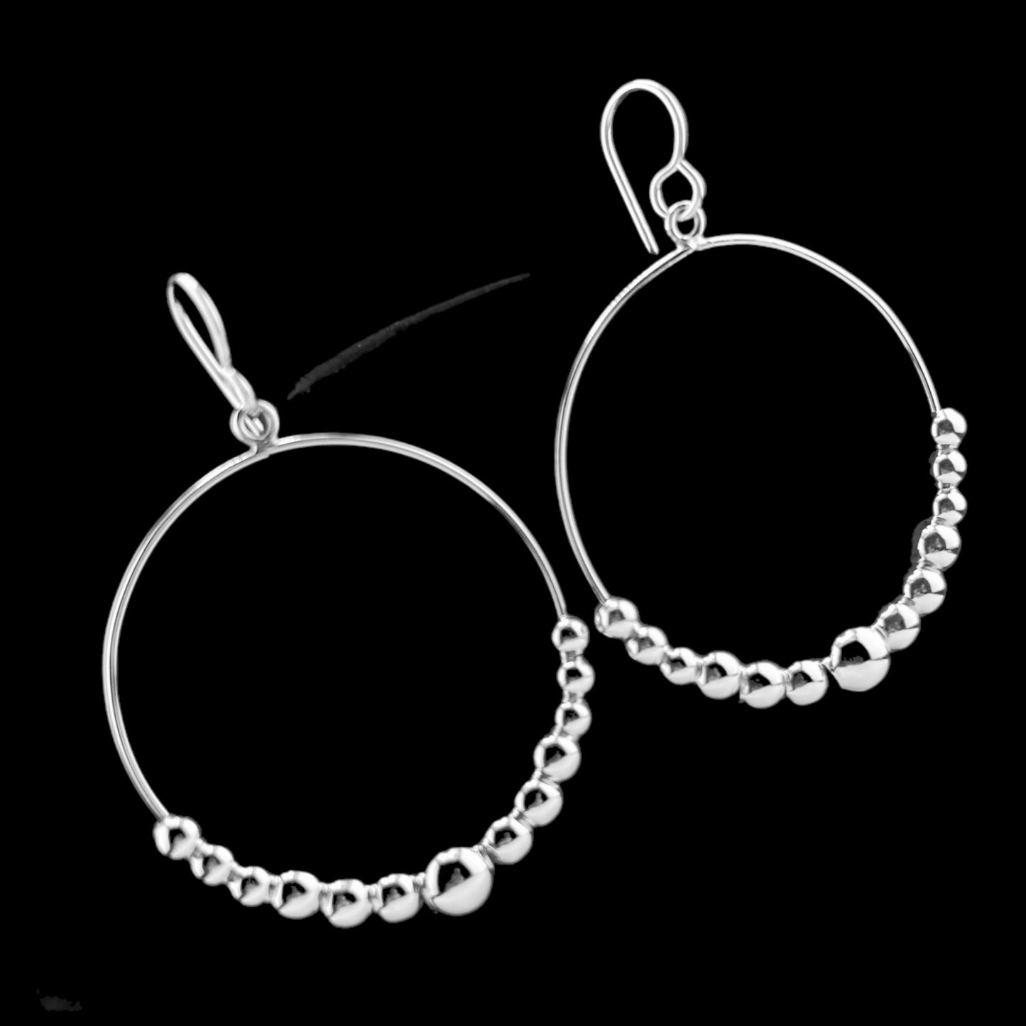 Sterling Silver .925 HOOP HOOK Earrings with 13 Balls