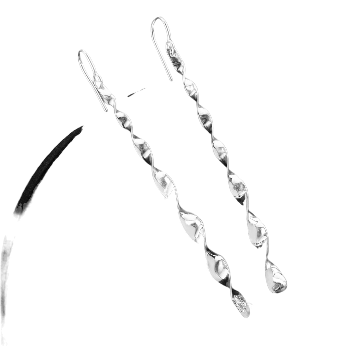 Sterling Silver .925 HOOK Earrings Twisted Icycles 5mmx70mm