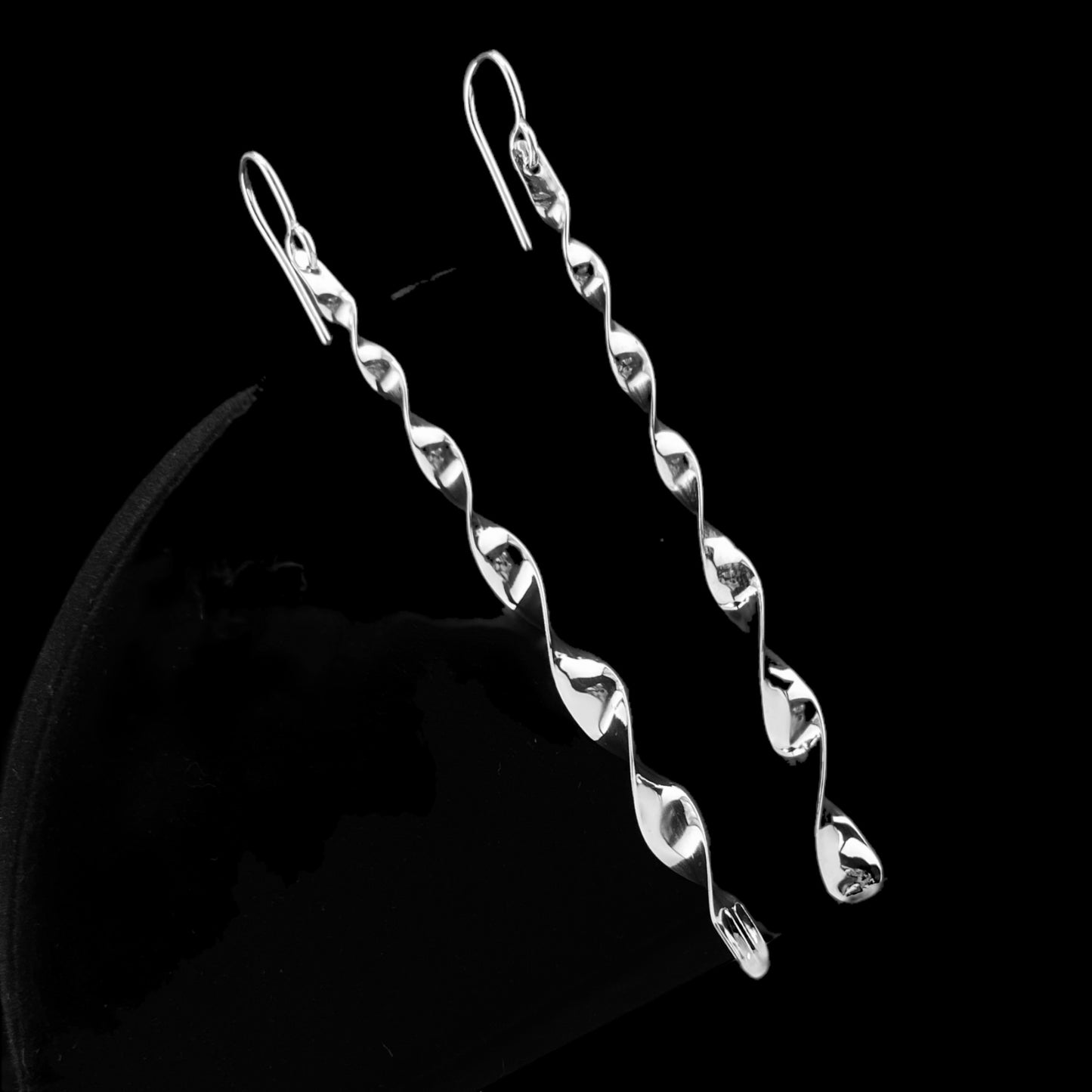 Sterling Silver .925 HOOK Earrings Twisted Icycles 5mmx70mm