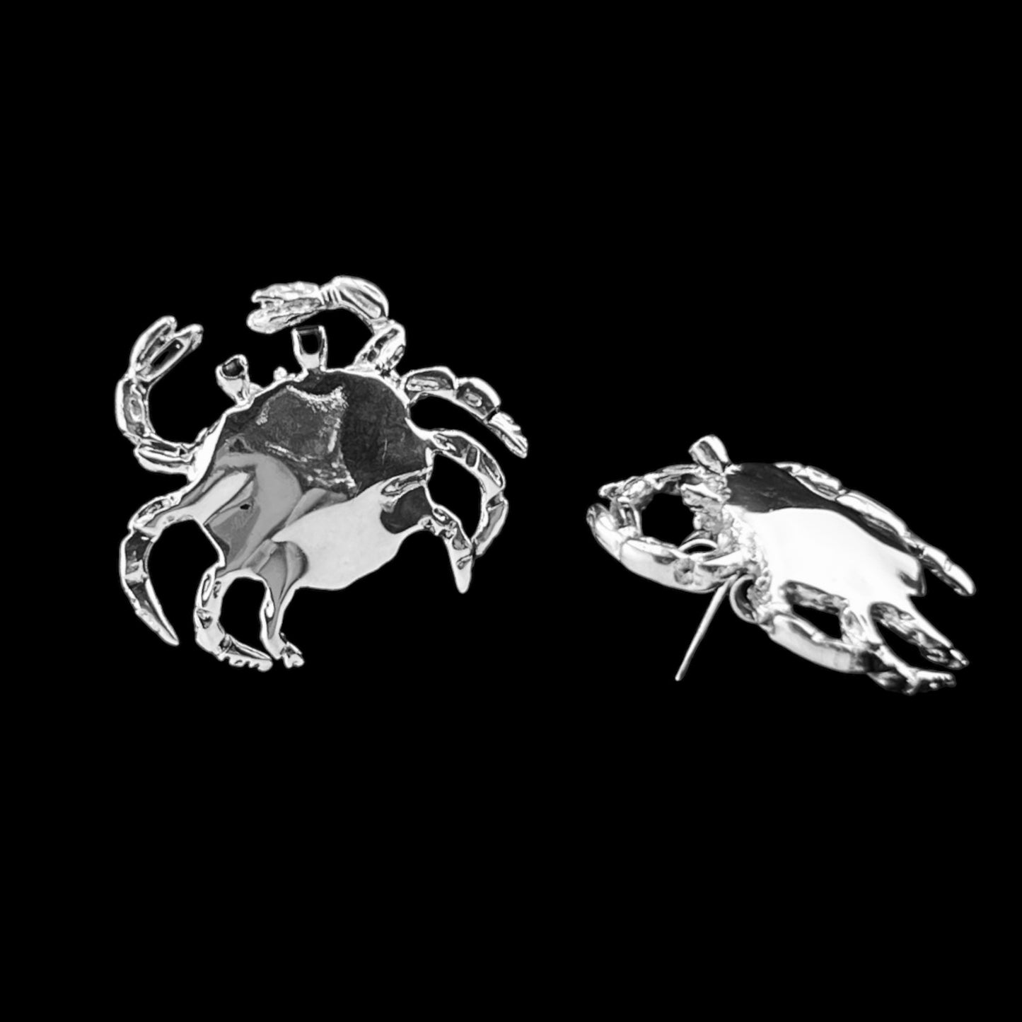 Sterling Silver .925 POST Earrings 23mmx20mm Crab