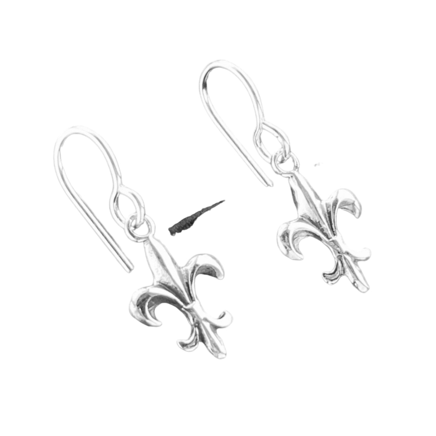 Sterling Silver .925 HOOK Earrings 10mmx16mm Flur de Lis