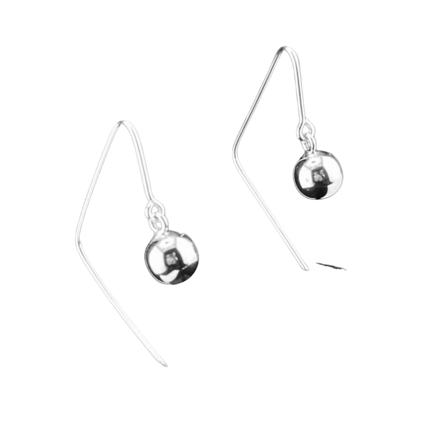 Sterling Silver .925 Integrated Hook Earrings 25mmx43mm Round wire with Ball