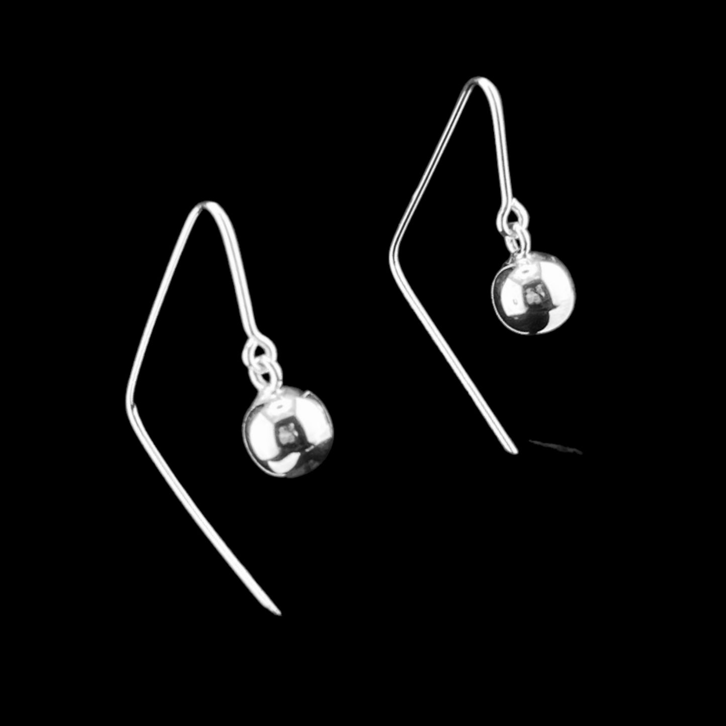 Sterling Silver .925 Integrated Hook Earrings 25mmx43mm Round wire with Ball