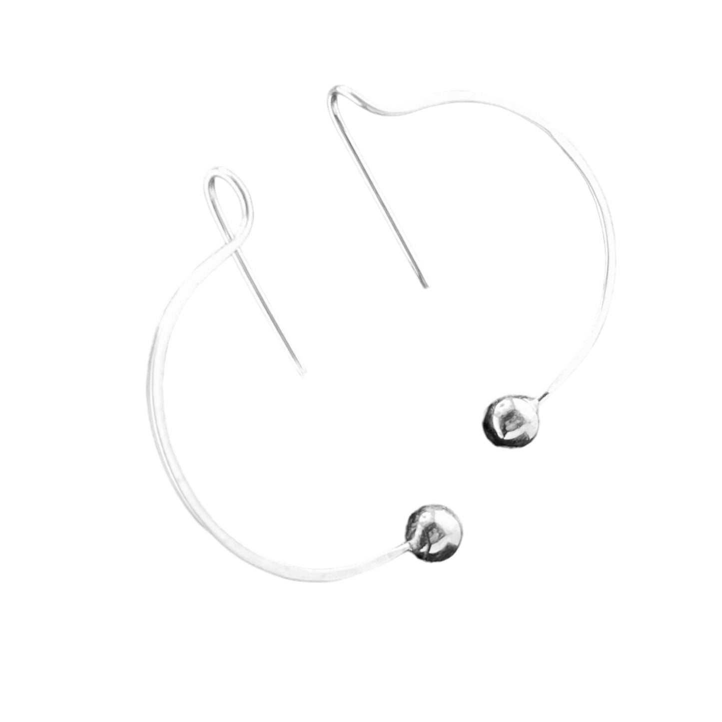 Sterling Silver .925 Integrated Hook Earrings Round wire with Silver Ball
