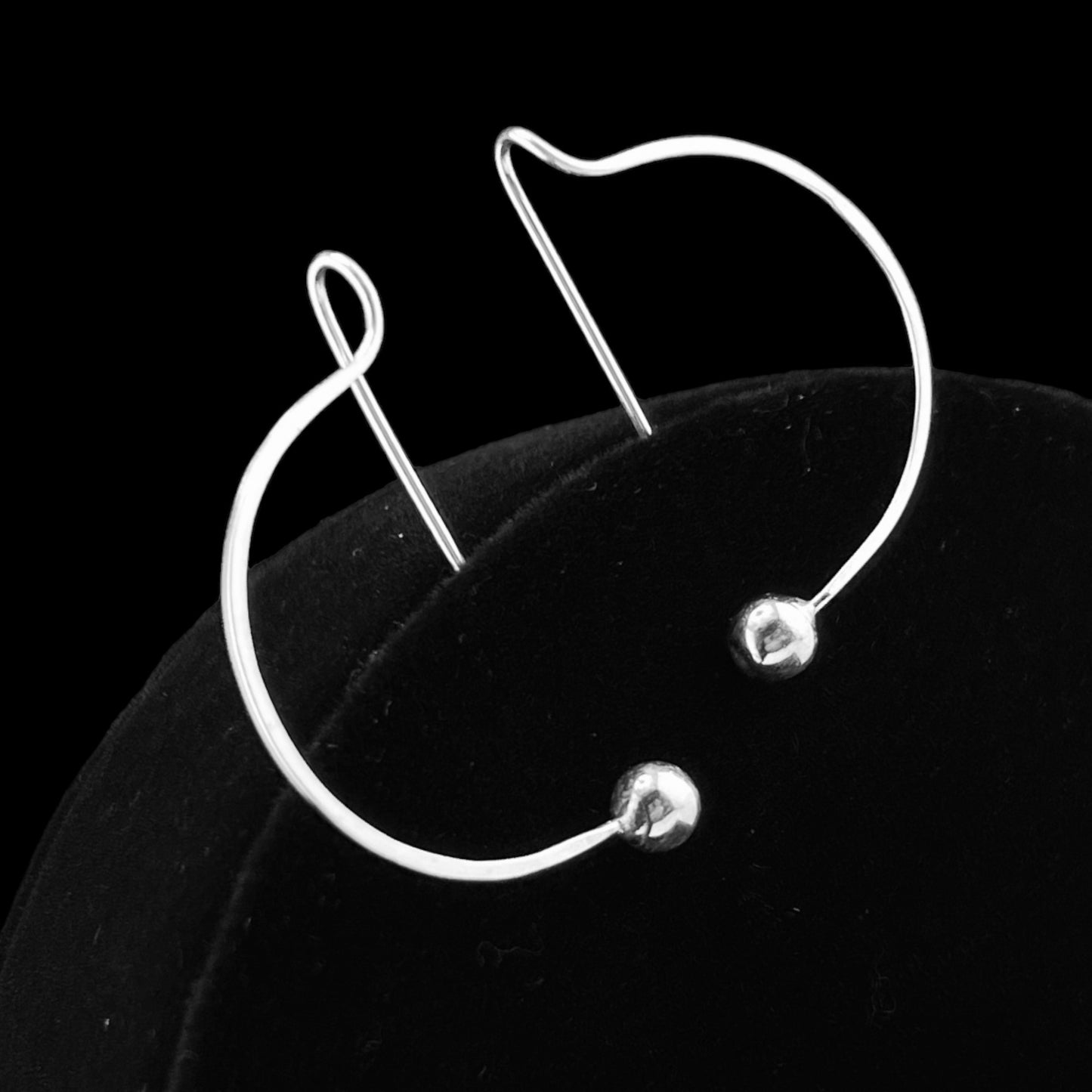 Sterling Silver .925 Integrated Hook Earrings Round wire with Silver Ball
