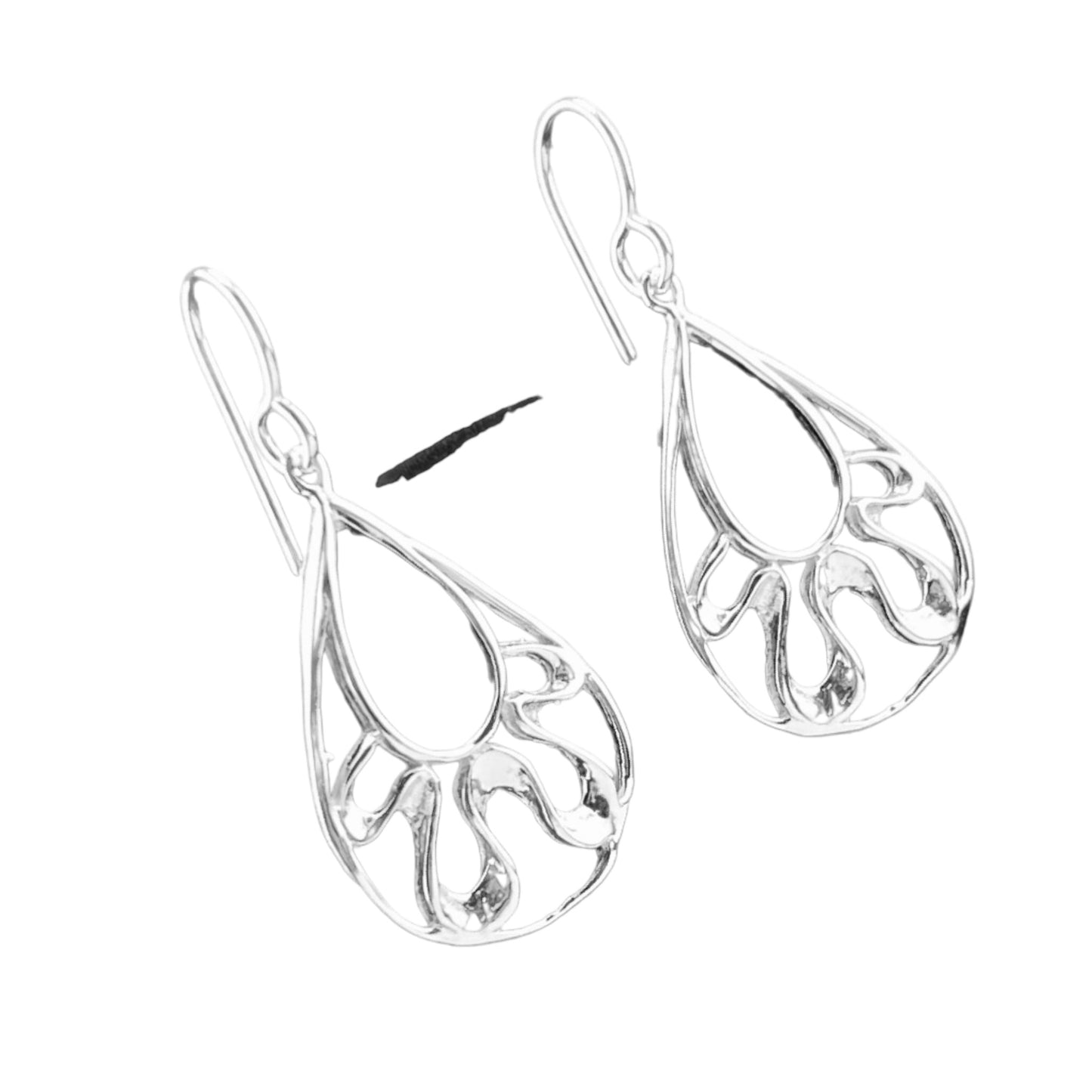 Sterling Silver .925 HOOK Earrings 17mmx28mm Teardrop