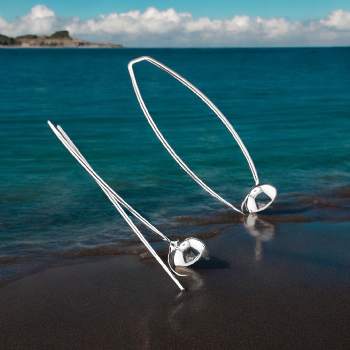 Sterling Silver .925 Earrings Wire with Ball 40mmx13mm