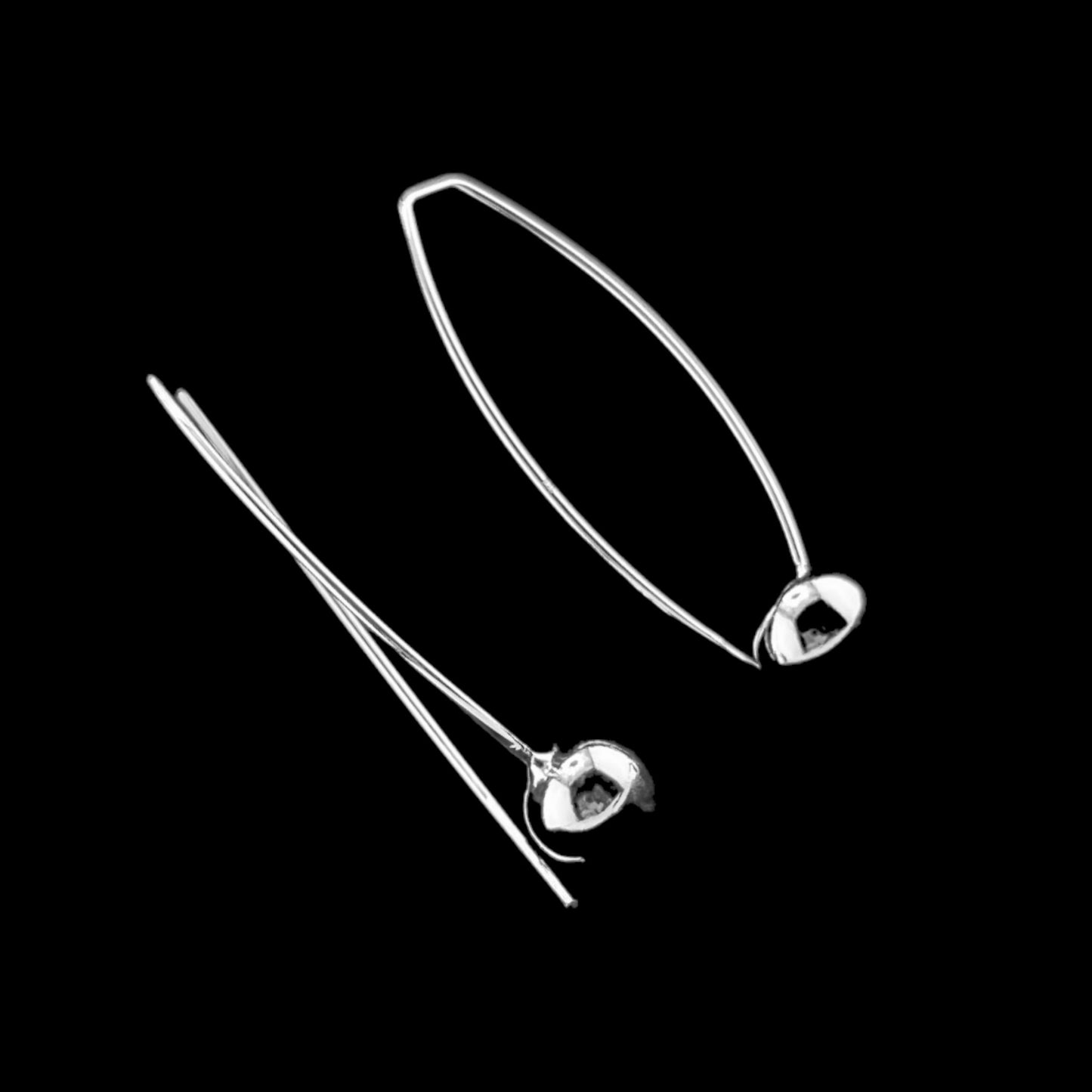 Sterling Silver .925 Earrings Wire with Ball 40mmx13mm