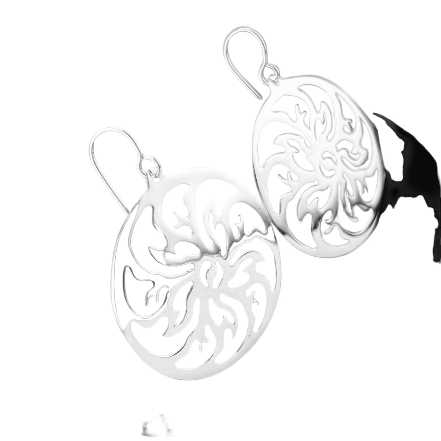 Sterling Silver .925 HOOK Earrings 38mm Firery Sun