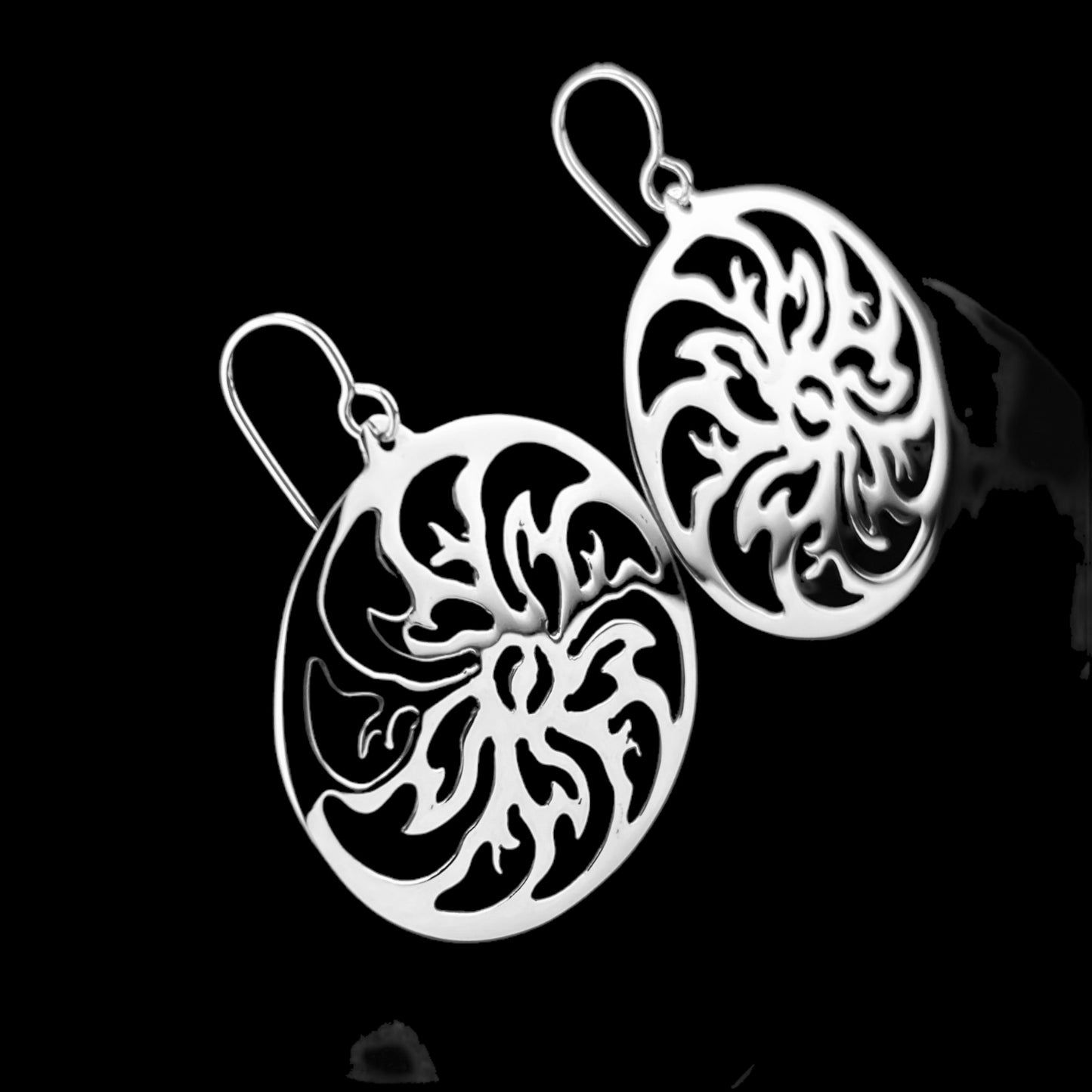 Sterling Silver .925 HOOK Earrings 38mm Firery Sun