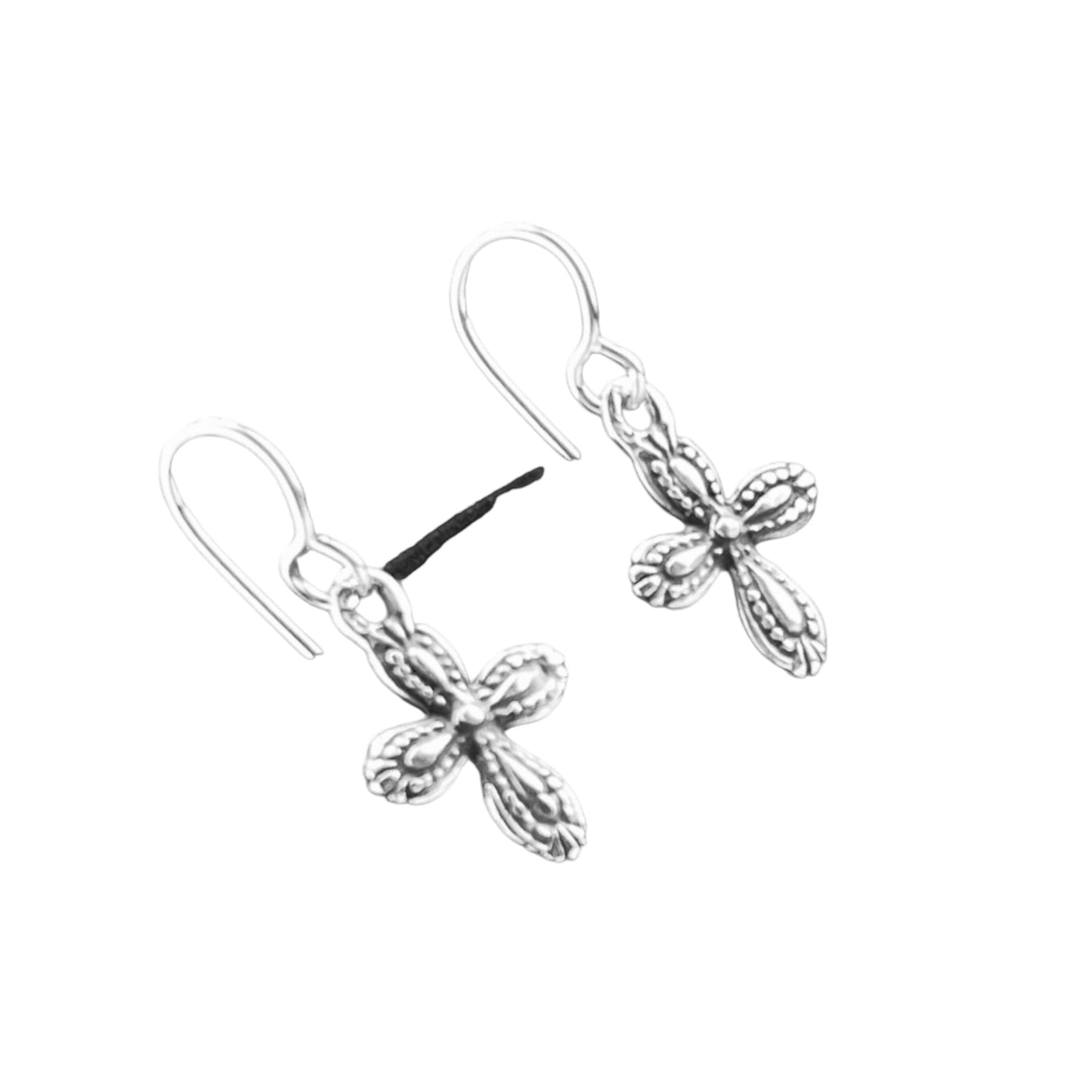 Sterling Silver .925 HOOK Earrings 11mmx14mm Cross