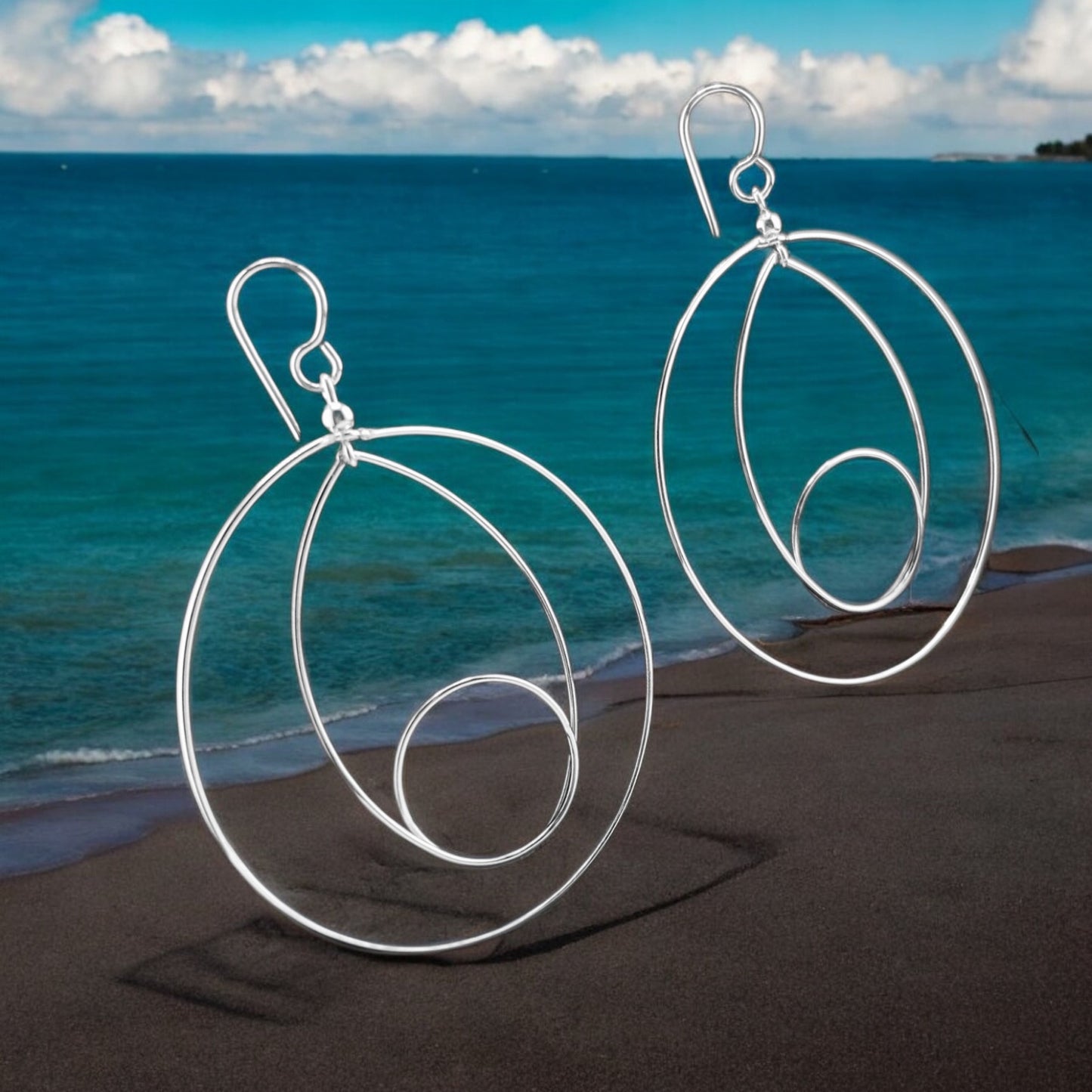 Sterling Silver .925 HOOK Earrings 50mmx50mm Circle