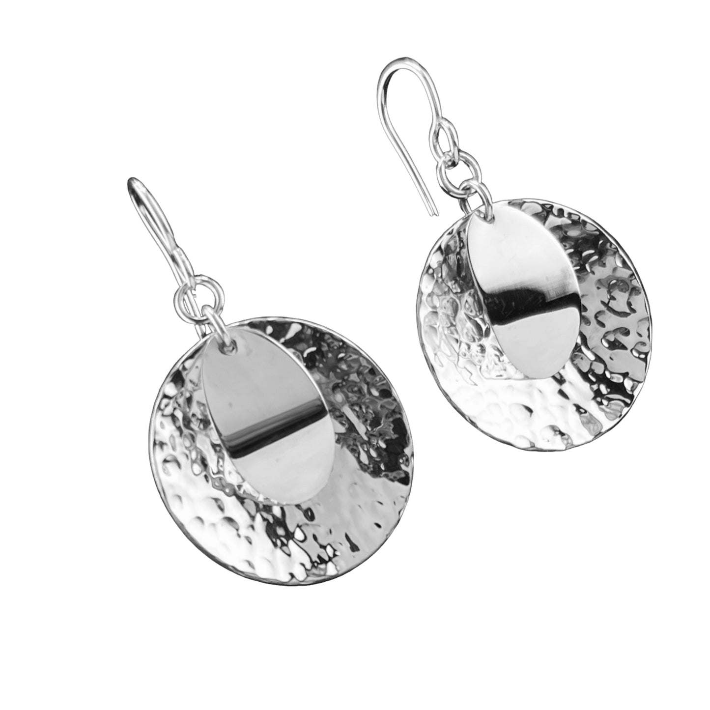 Sterling Silver .925 HOOK Earrings 25mm Hammered