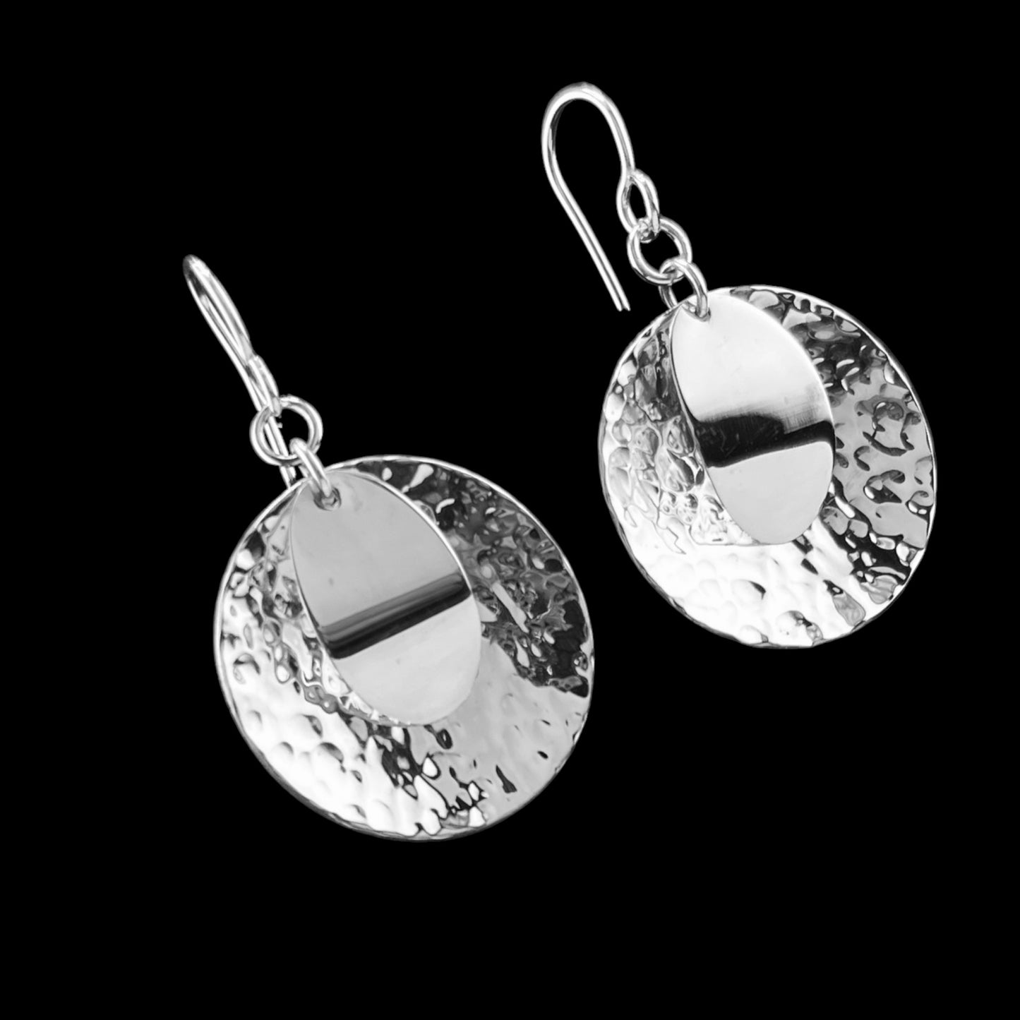 Sterling Silver .925 HOOK Earrings 25mm Hammered