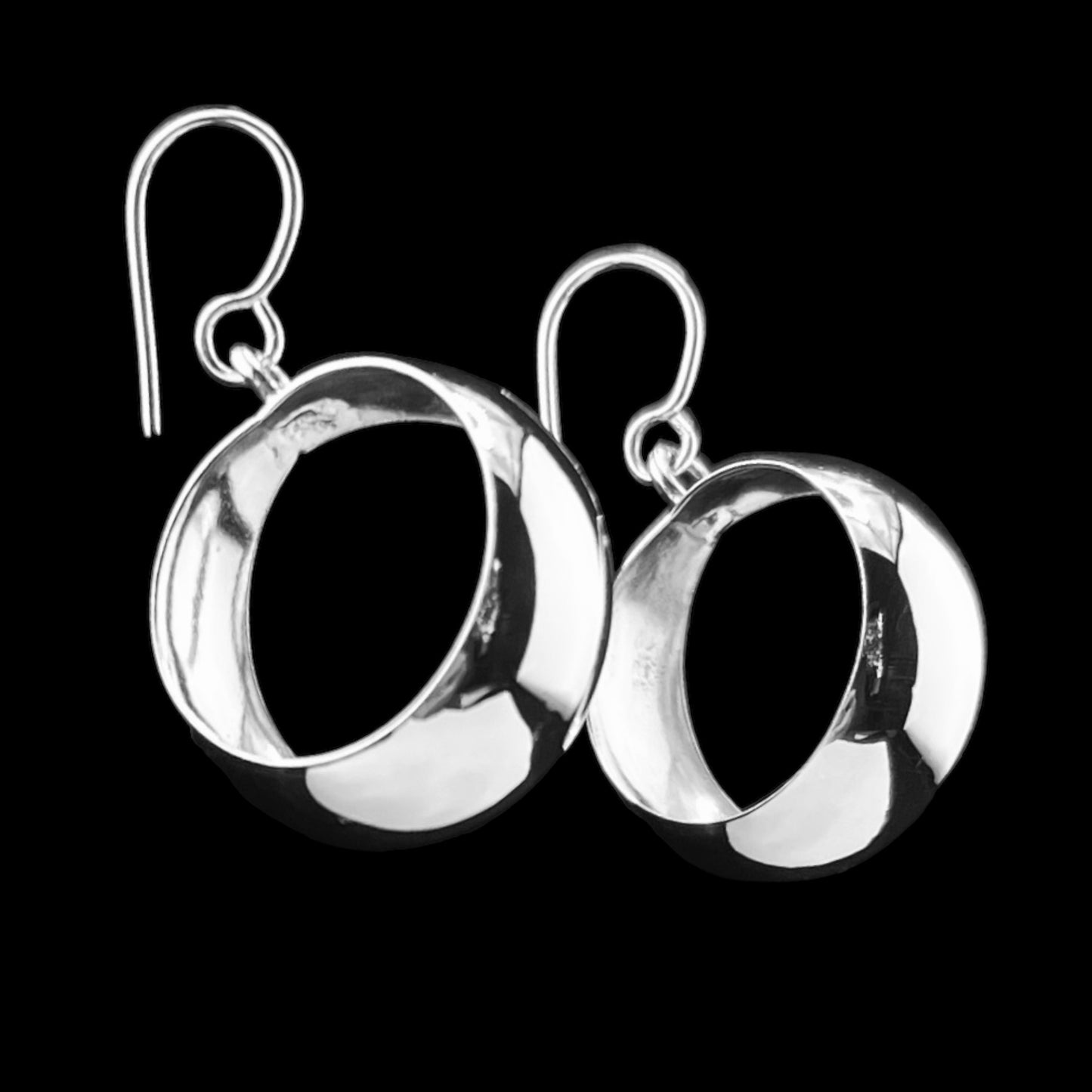 Sterling Silver .925 HOOP HOOK Earrings 20mmx10mm Smooth