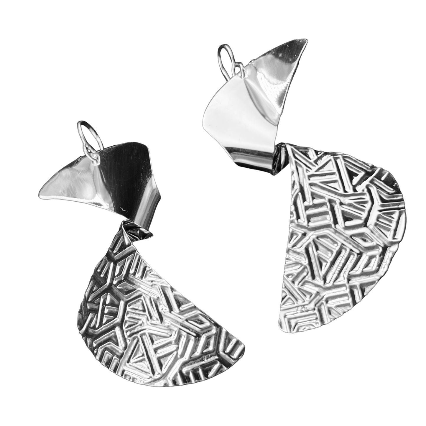 Sterling Silver .925 HOOK Earrings Two Sails 40mmx70mm