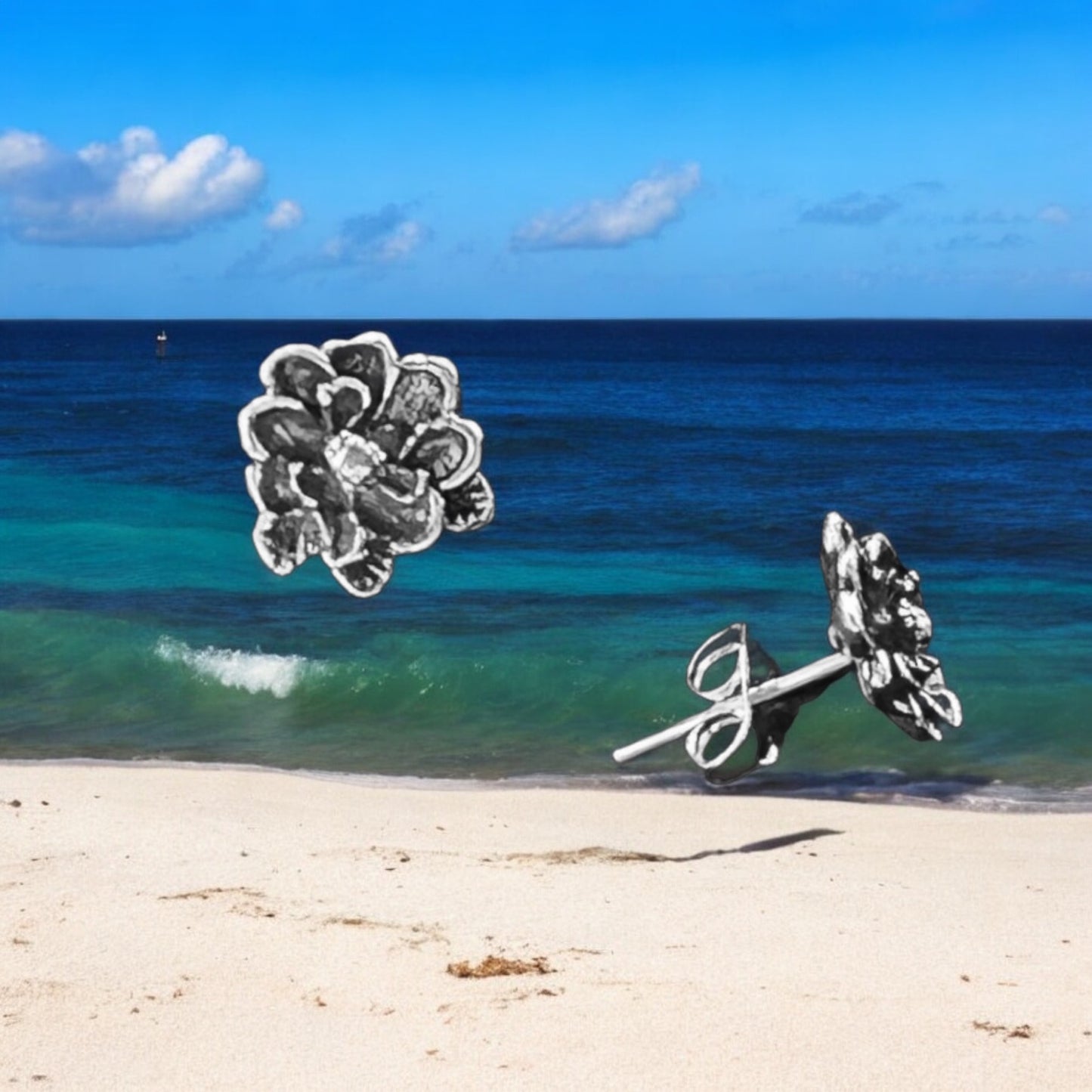 Sterling Silver .925 POST Earrings 8mm Flower