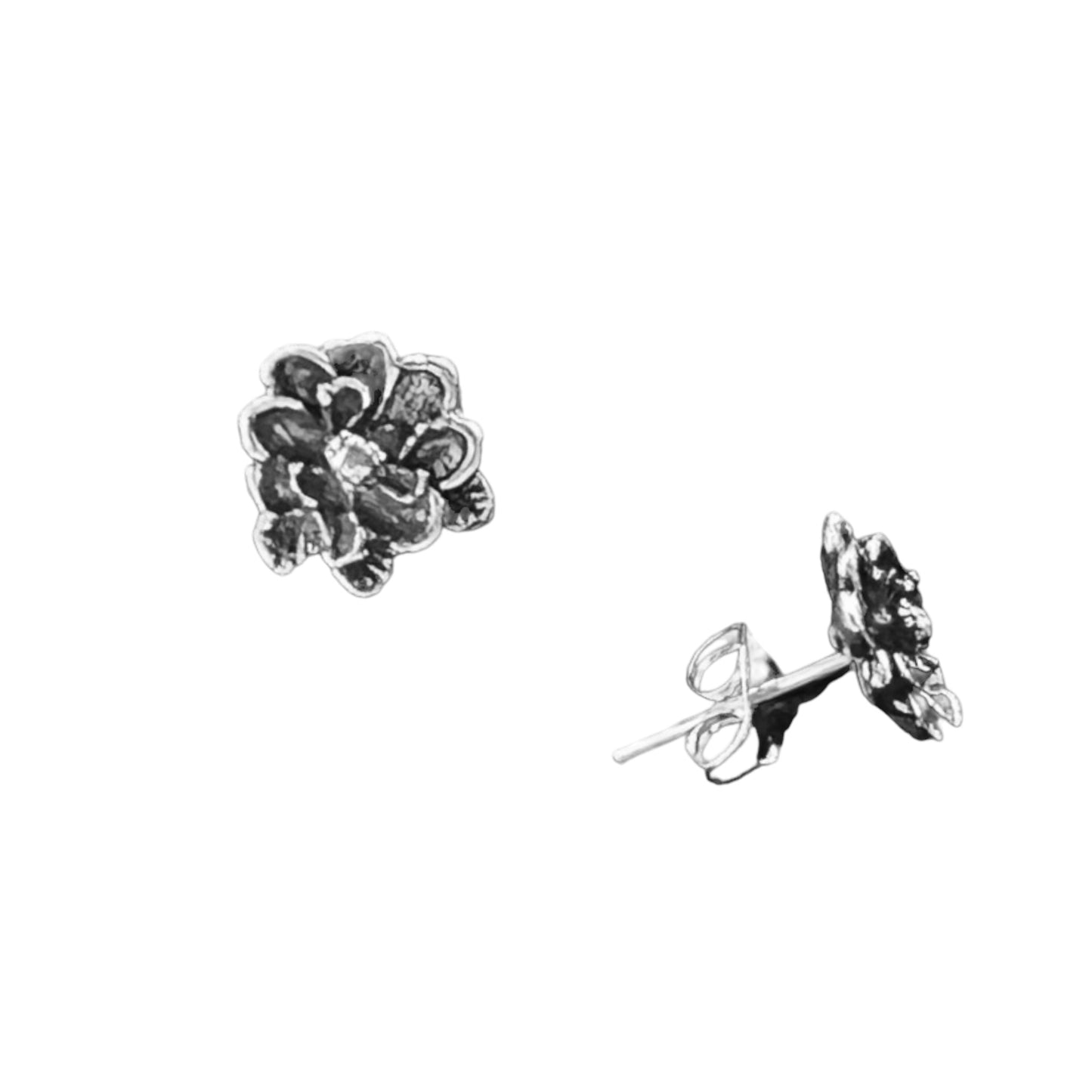 Sterling Silver .925 POST Earrings 8mm Flower