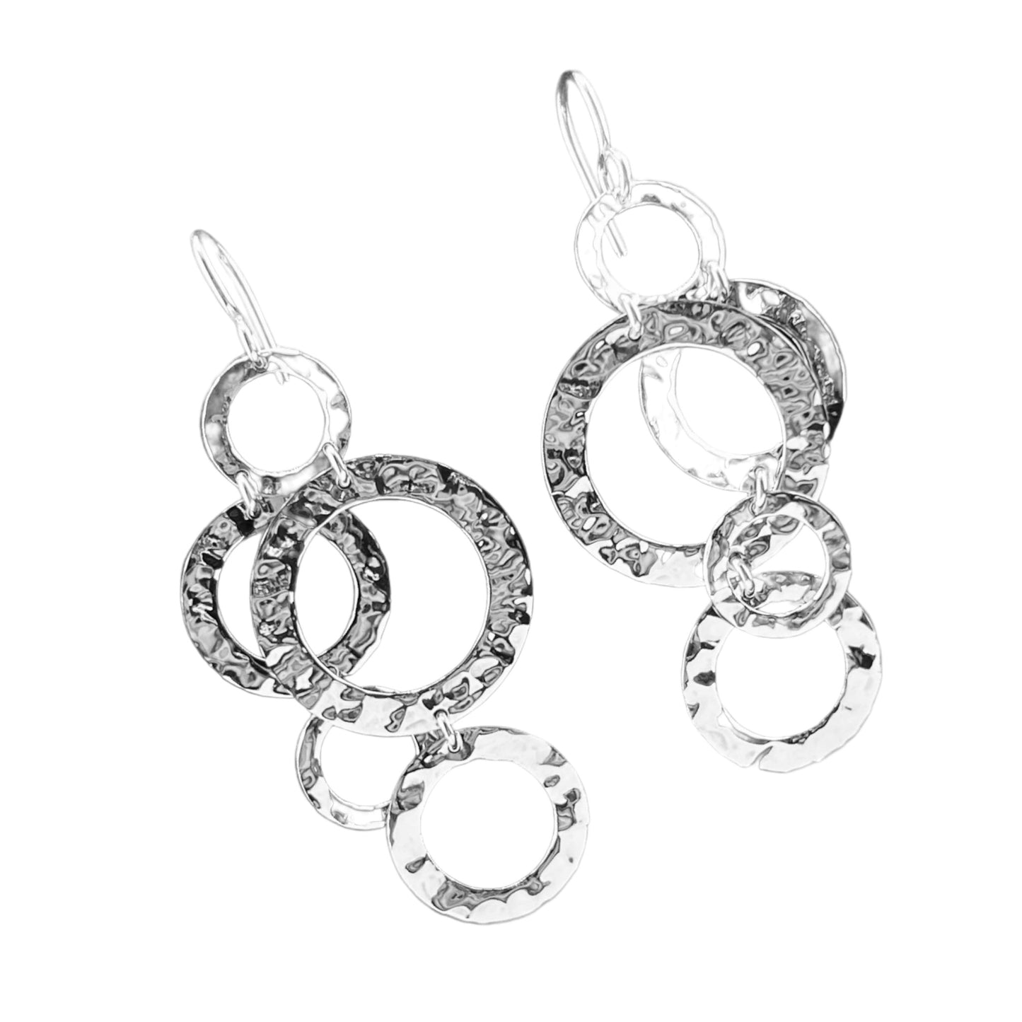 Sterling Silver .925 HOOK Earrings 23mmx50mm Circles