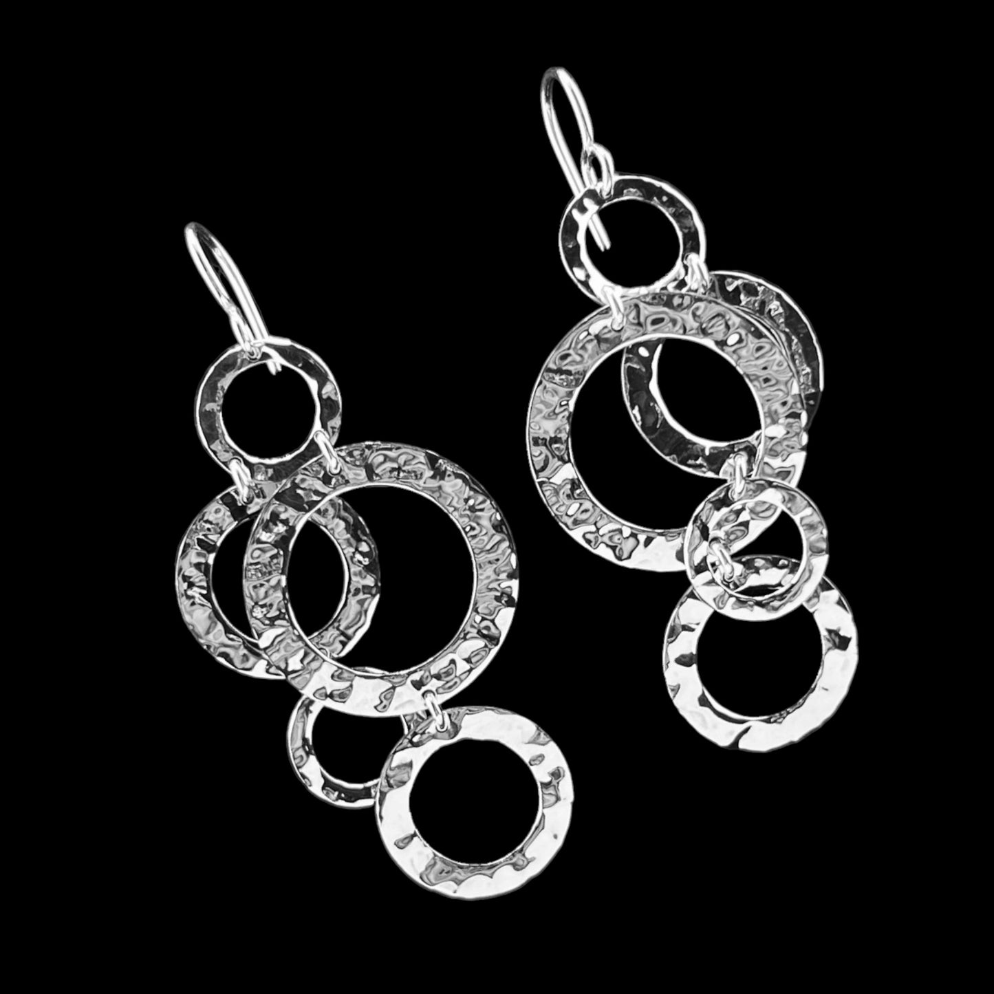 Sterling Silver .925 HOOK Earrings 23mmx50mm Circles