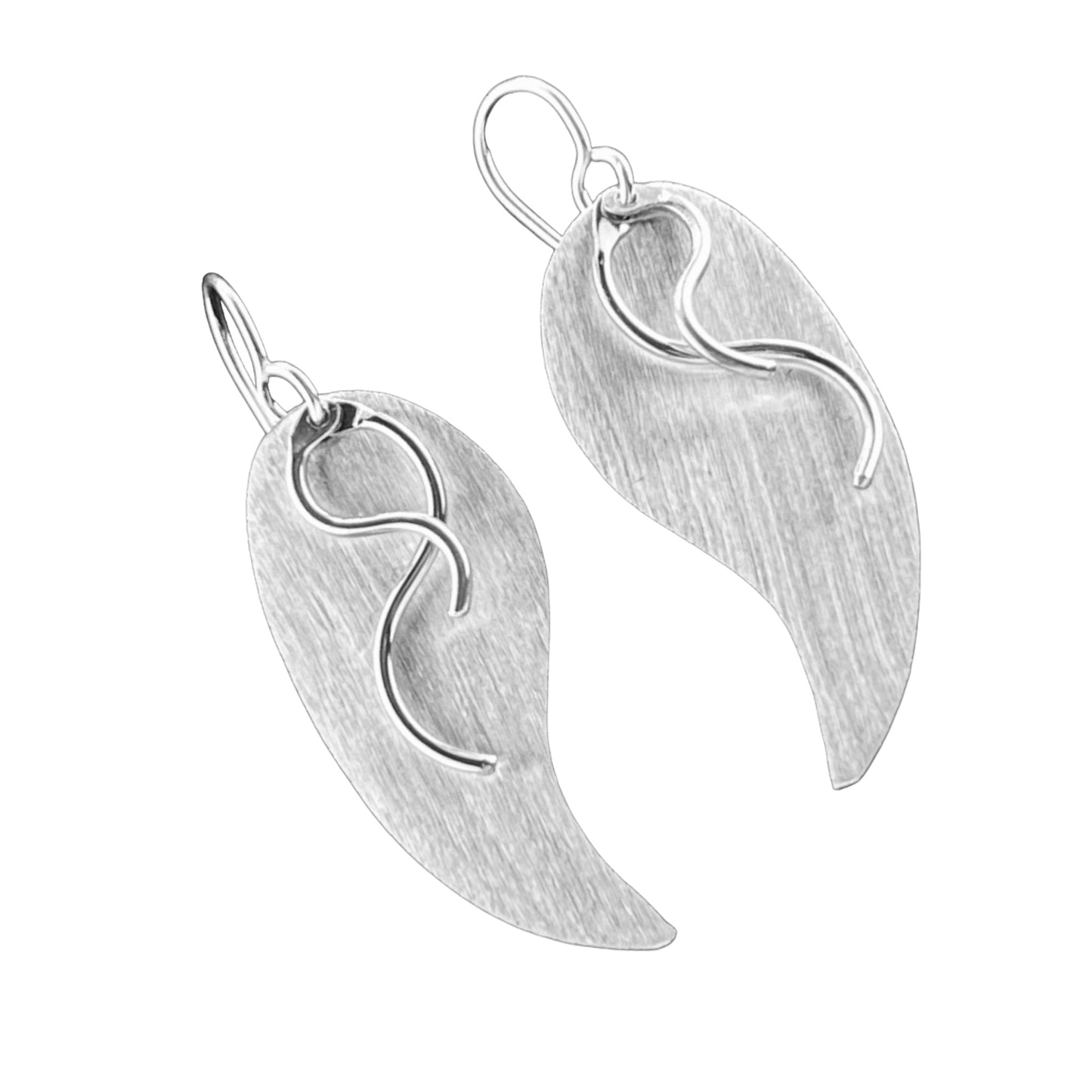 Sterling Silver .925 HOOK Earrings 18mmx40mm Brushed