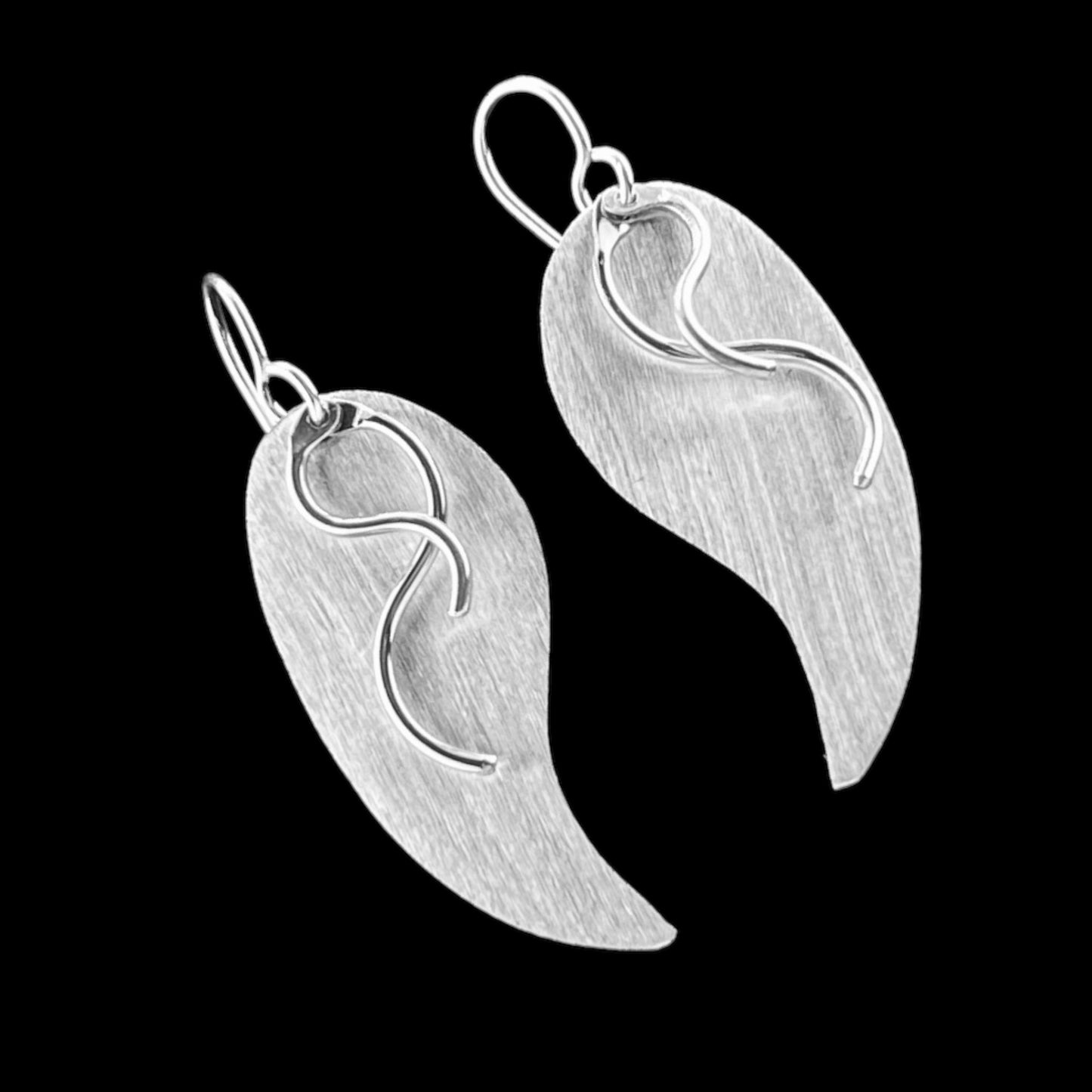 Sterling Silver .925 HOOK Earrings 18mmx40mm Brushed